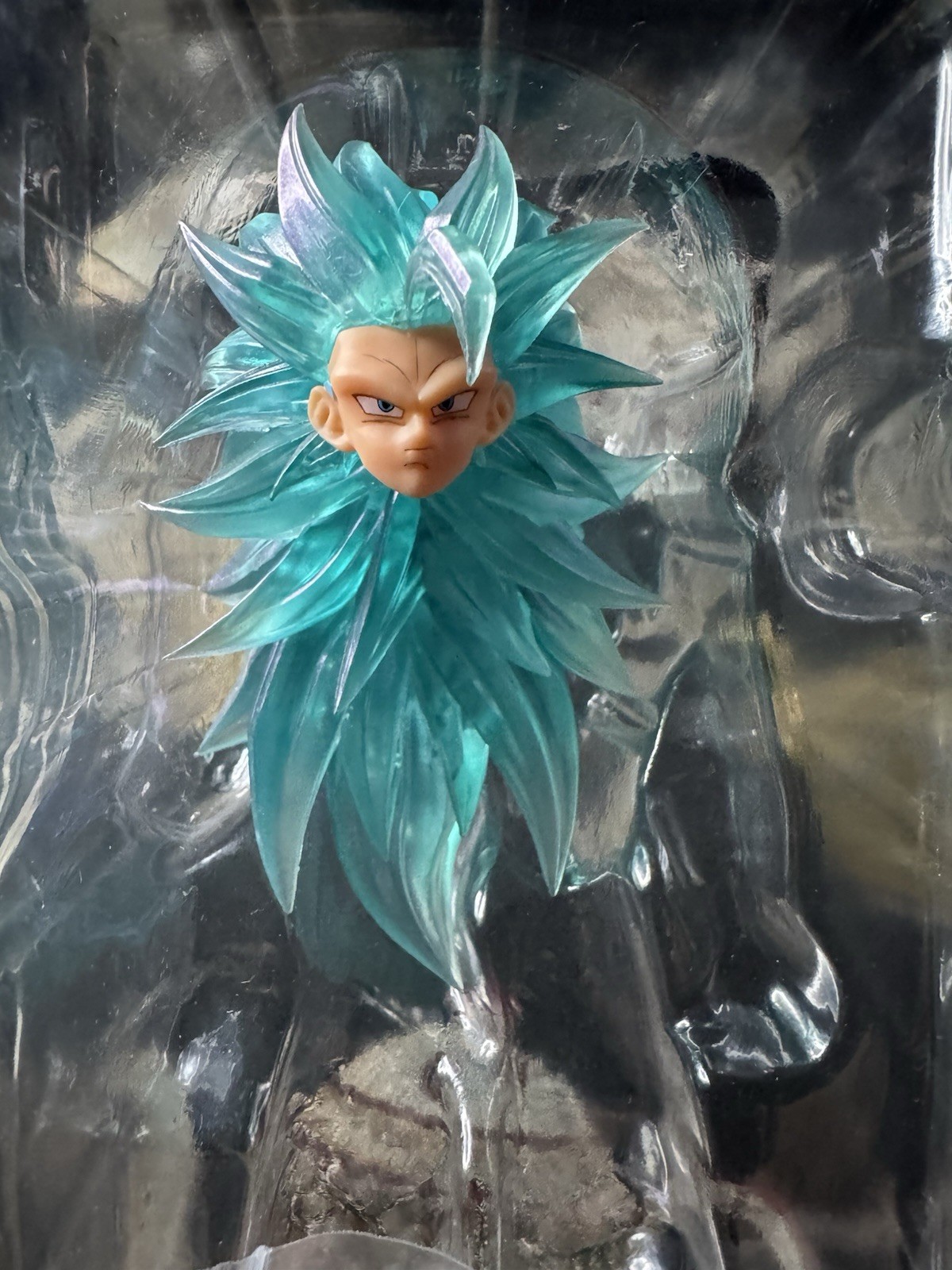 Kong Studios K026 Dragon Ball Z DBZ SSJ3 Transparent Kaioken Blue Goku Head SHF
