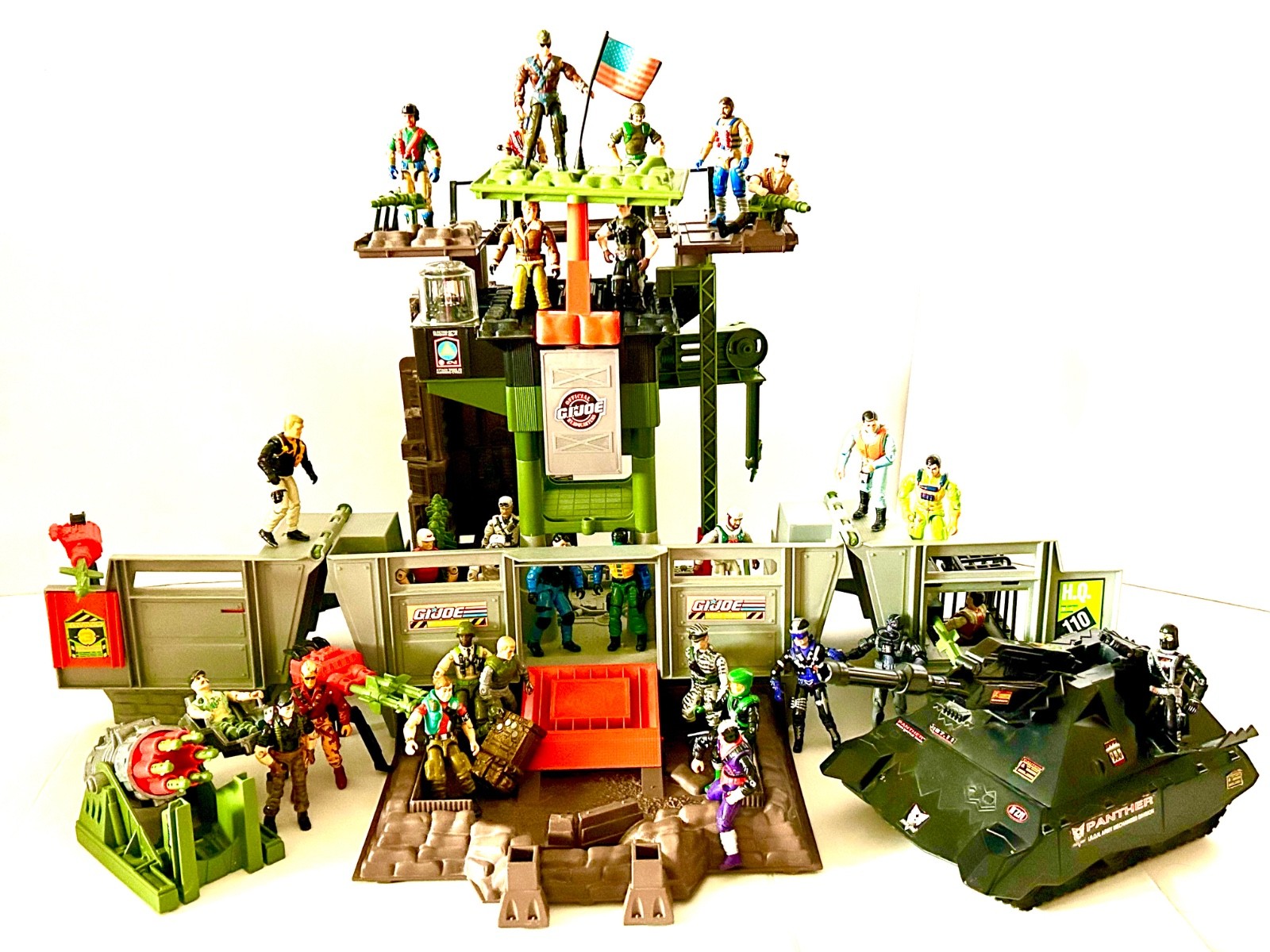 HUGE 30 GI Joe Headquarters 1992 Playset Panther Tank Vintage 80s Figure Toy Lot