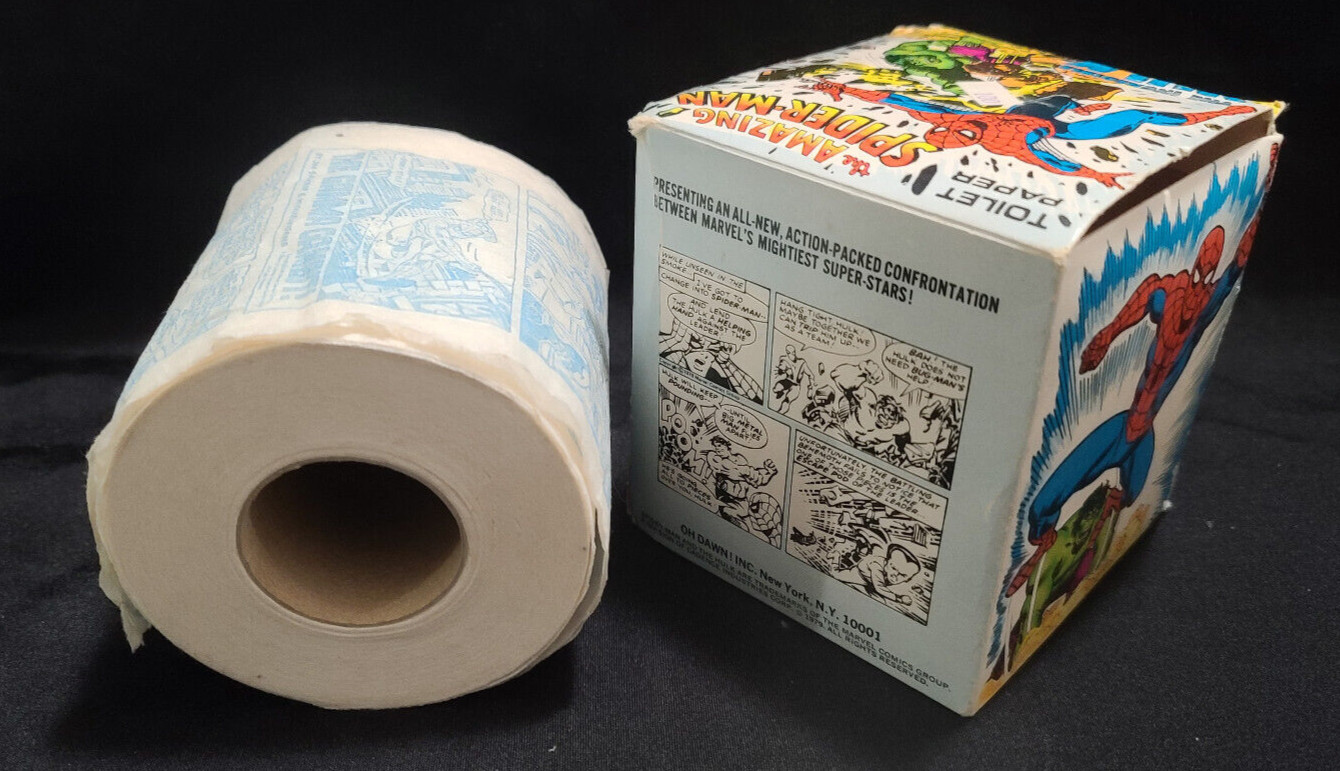 ❤Rare Marvel Comics Amazing Spider-Man Incredible Hulk Toilet Paper Oh Dawn 1979