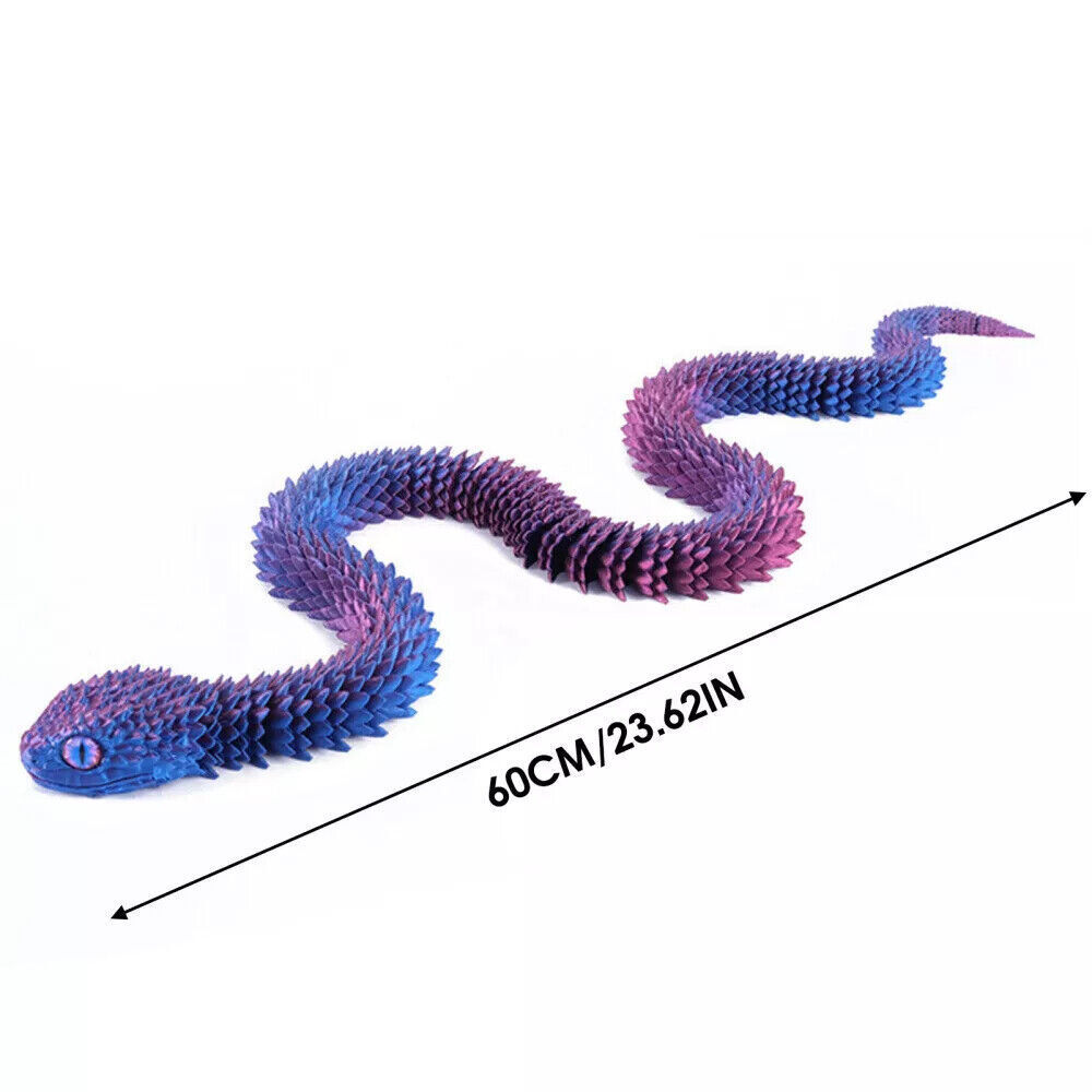 24&Prime; 3D Printed Animals Snake Viper Snake Flexible Snake Fidget Toys Desk Decor