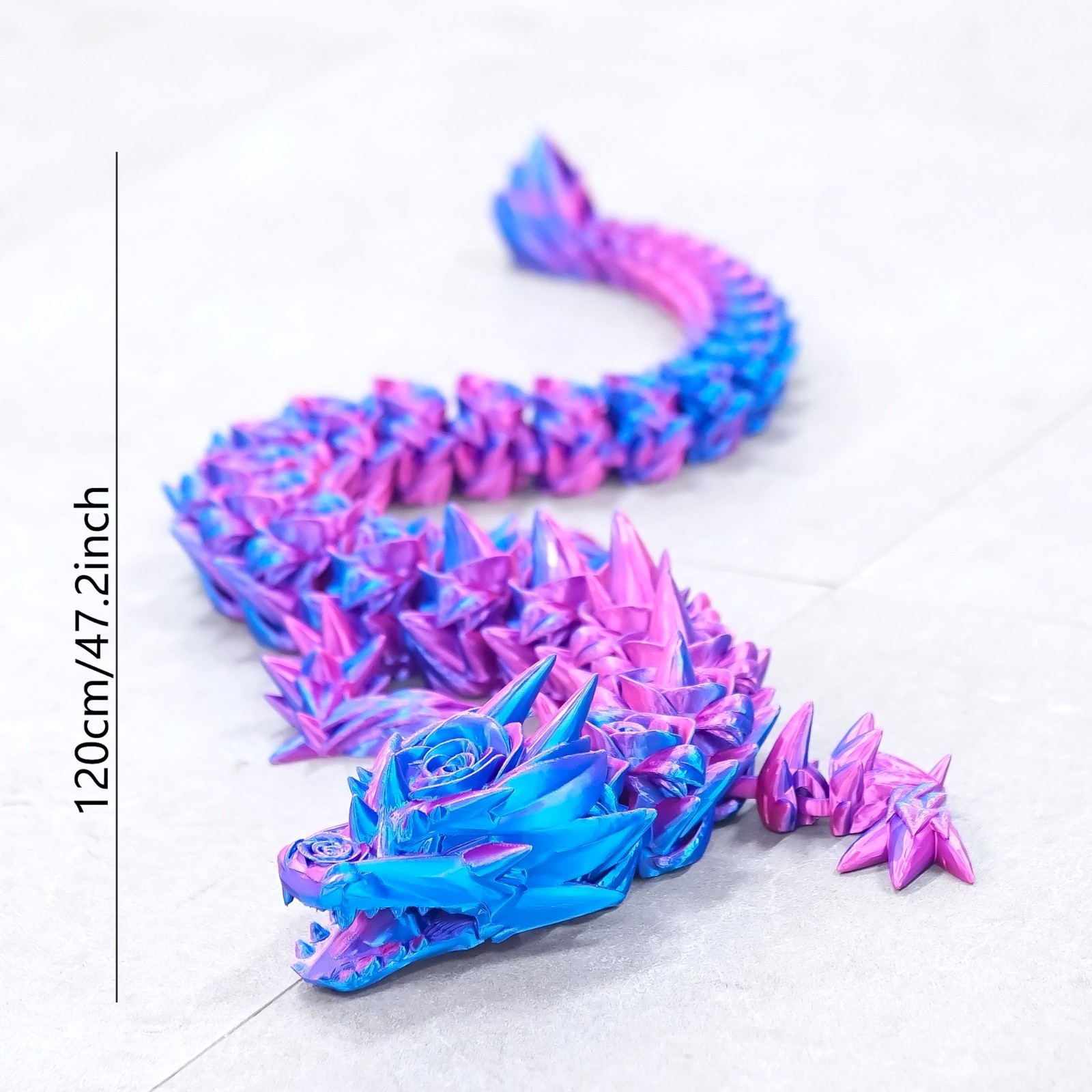 47.5inch 3D Printed Rose Dragon Model,Articulated Animals figure,Toys Home Decor