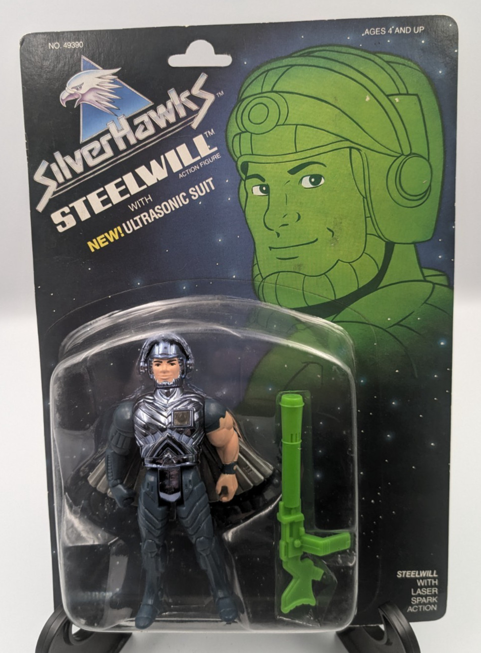 Vintage 1987 Silverhawks Steelwill w/ Ultrasonic Suit, Kenner MOC No. 49390