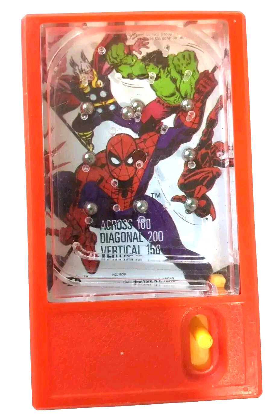 1979 Durham Spider-Man Hulk Thor Mini Handheld Bagatelle Pinball Type Game