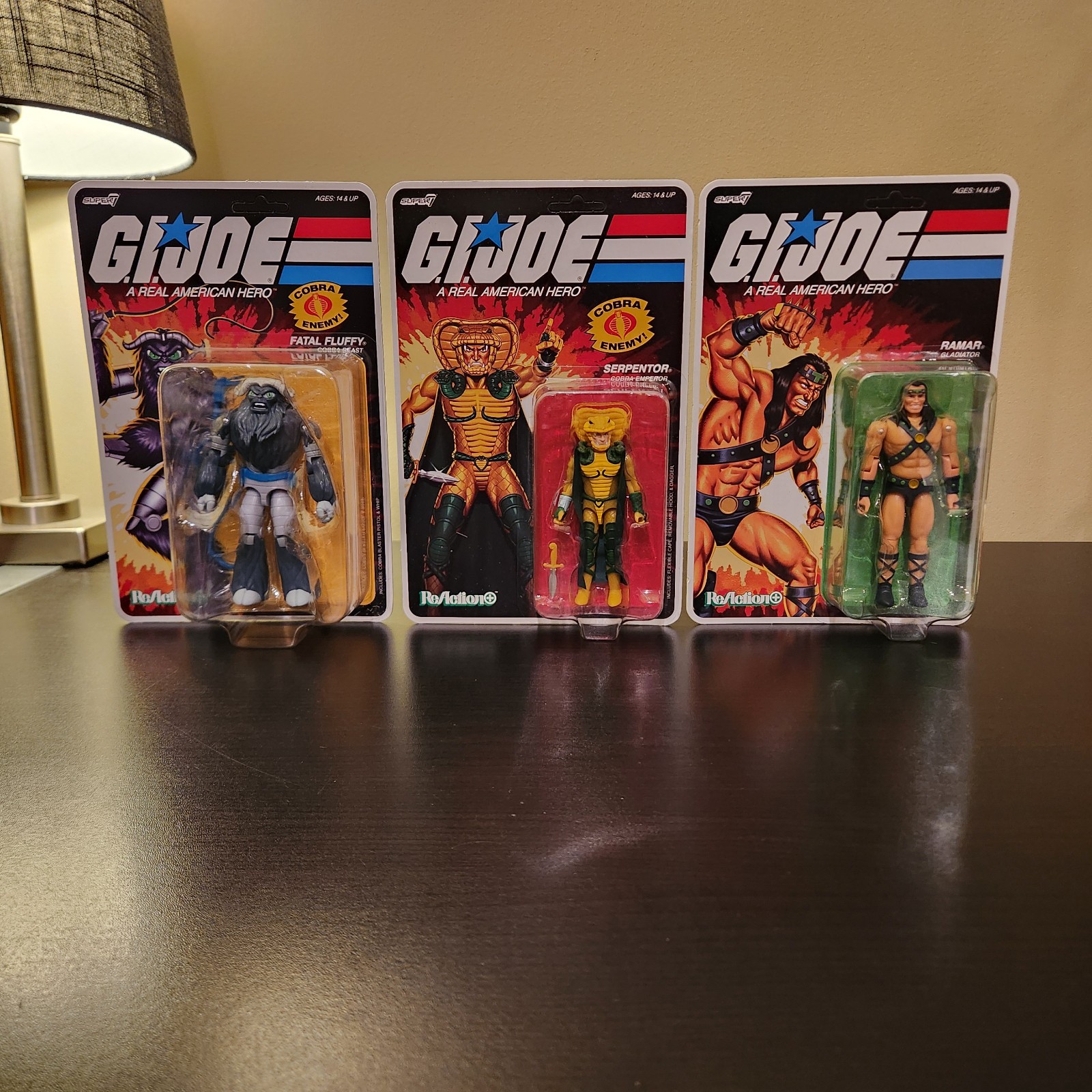 SUPER7 G.I. JOE SERPENTOR, FATAL FLUFFY & RAMAR WAVE 2 REACTION O-RING UNPUNCHED