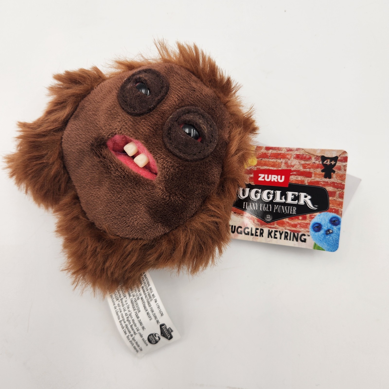 Fuggler 5&Prime; Funny Ugly Monster Keyring Hedge Grog- Brown Zuru NEW W TAGS Clip On