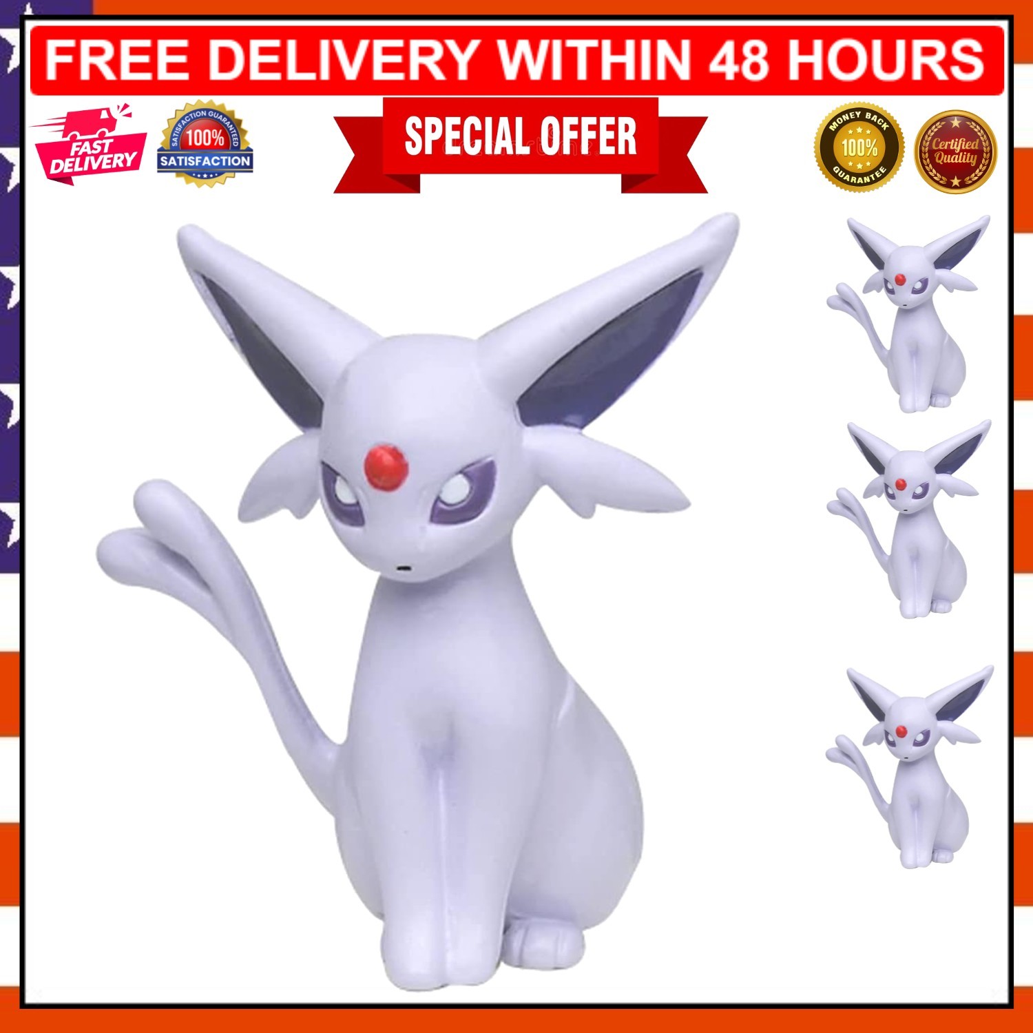 Collectible 1.5-Inch Espeon Action Figure – No Assembly Required, Modern Design