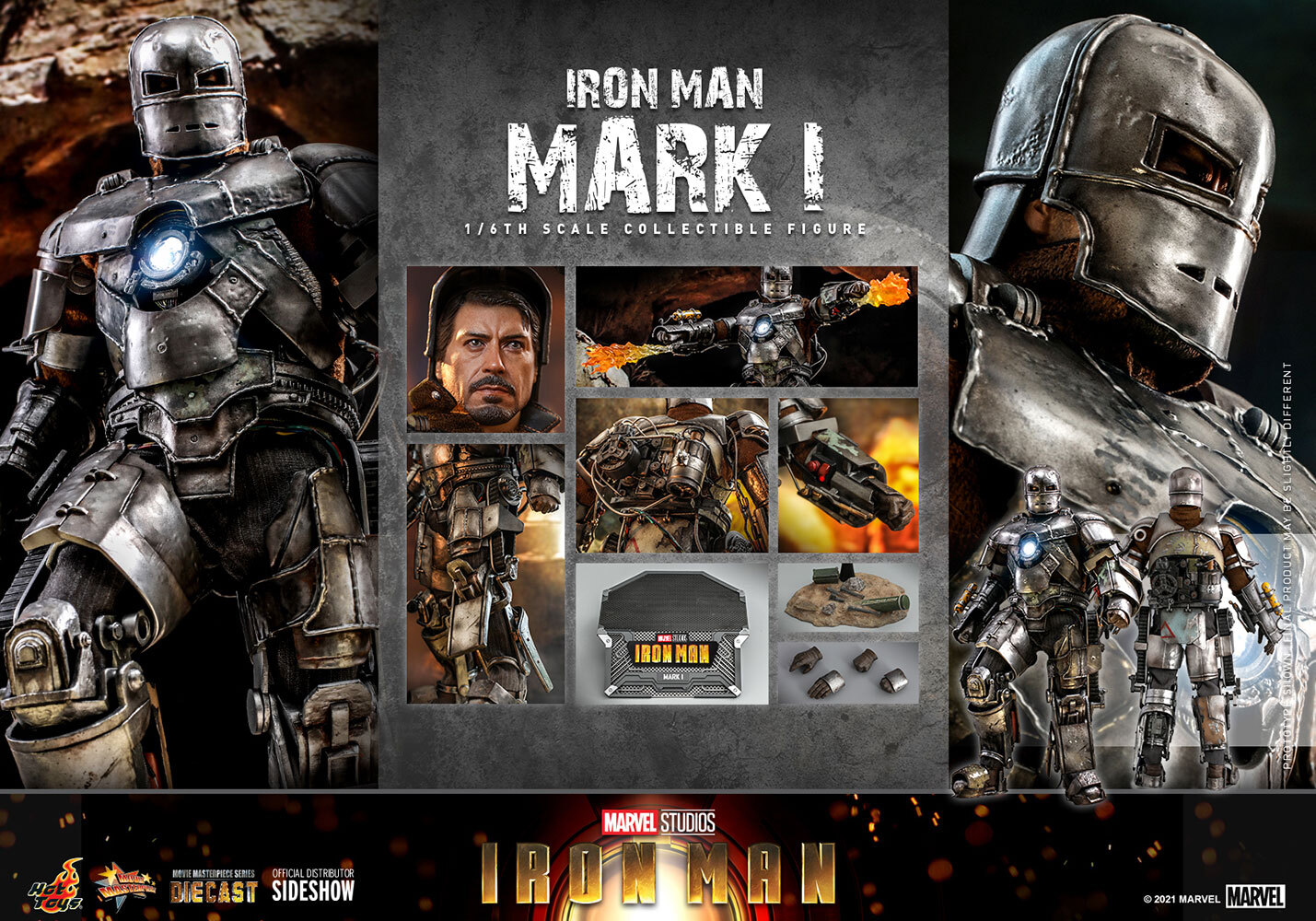 Hot Toys Iron Man Mark I Tony Stark 1:6 Scale Figure Robert Downey Jr Sideshow