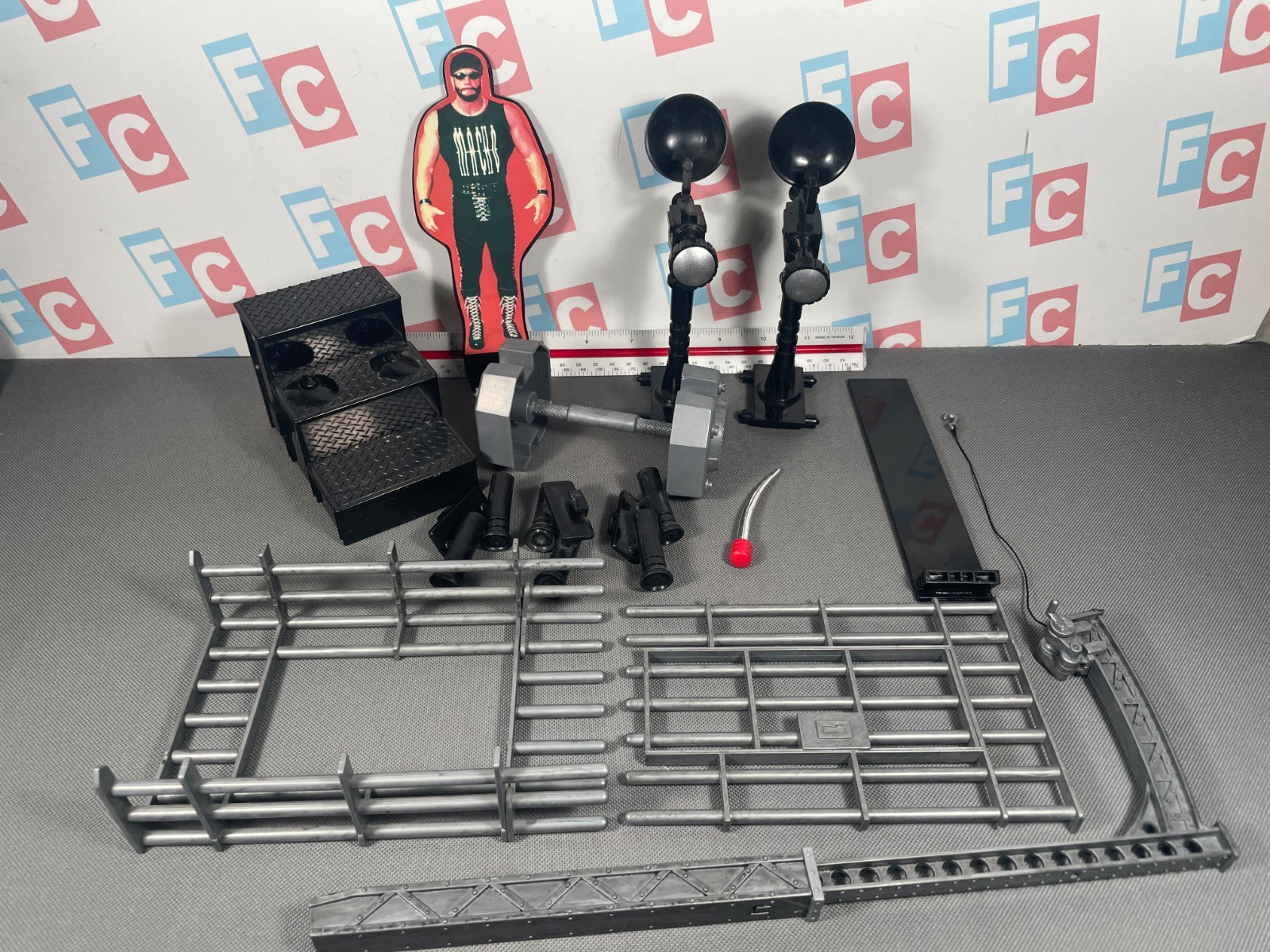 WCW TNA Wrestling ToyBiz Figure Accessory Lot Cameras Macho Man Lights WWE