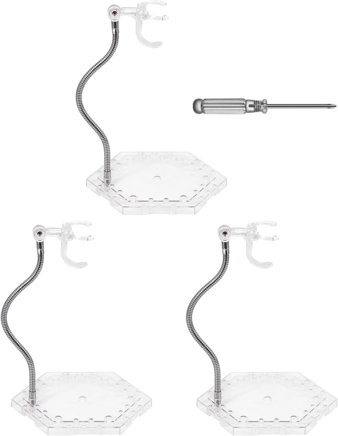 Transparent 3-Pack Action Figure Holder with Adjustable Arms for 6-Inch Models