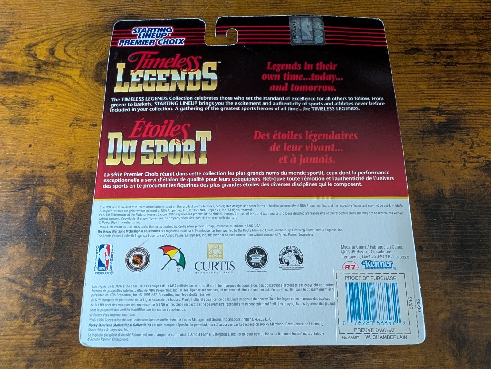1995 Kenner Starting Lineup *Wilt Chamberlain Sixers/Lakers* Timeless Legends