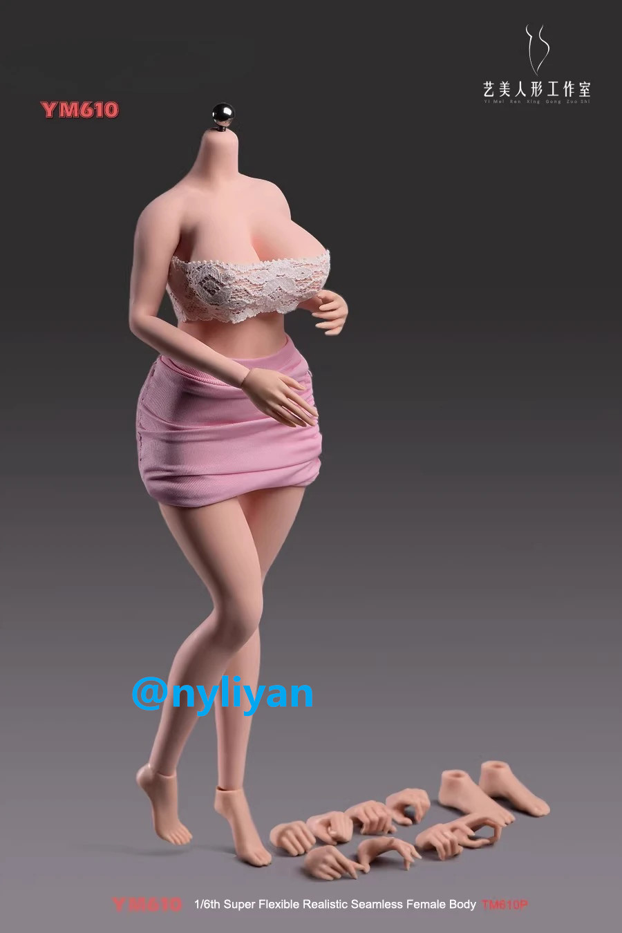 YM610B 1/6 Female Pale Large Bust Flexible Plump Girl Body Details 12 »Figure