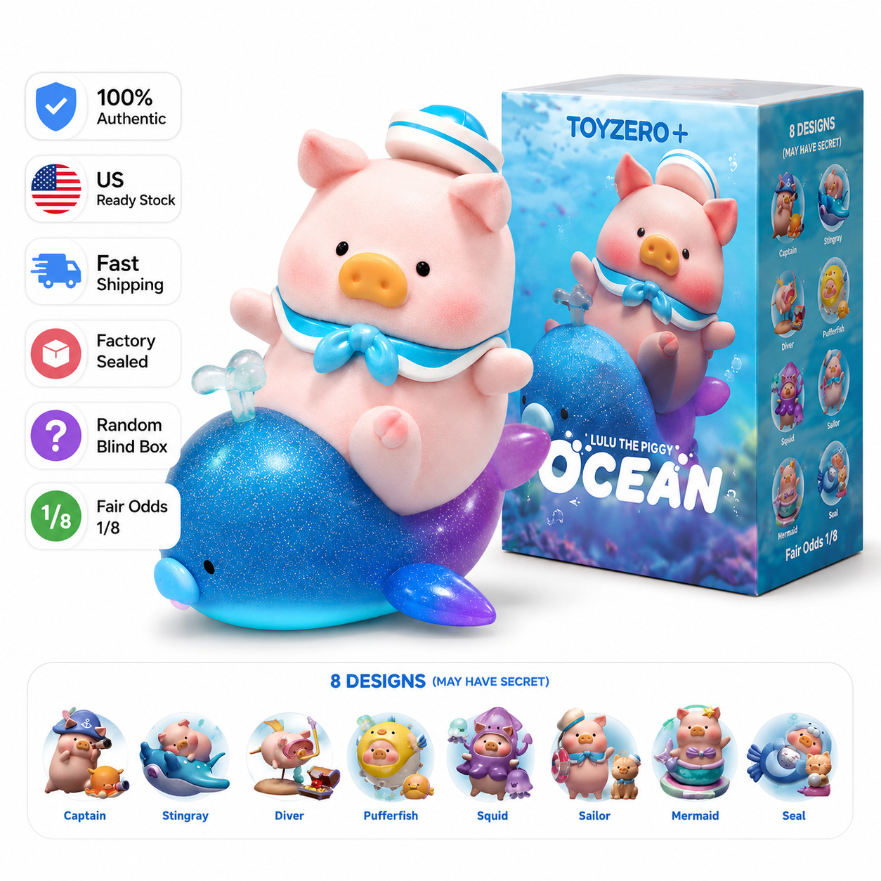 TOYZERO+ LULU The Piggy Dream Blue Ocean Blind Box New