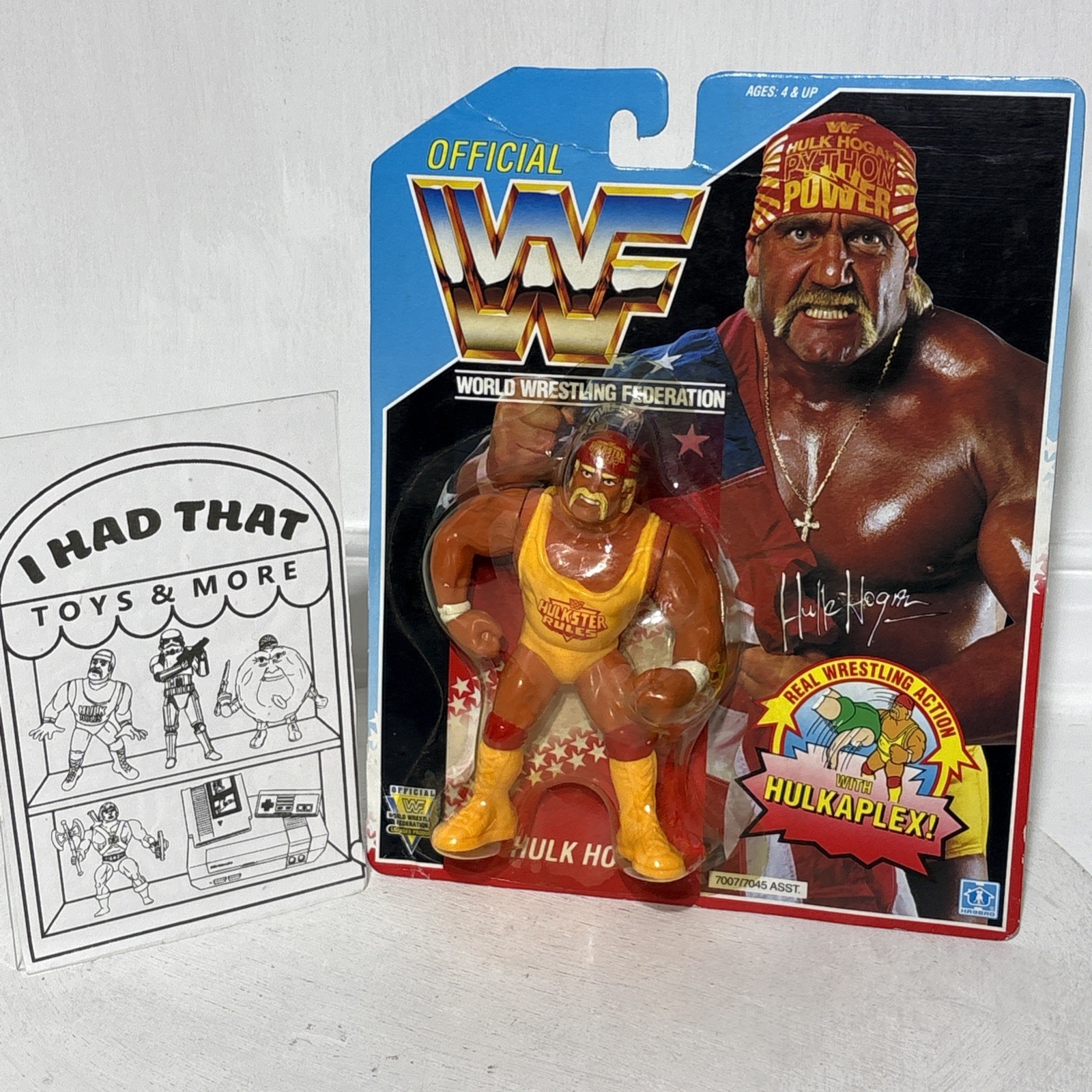 Hulk Hogan w/Hulkaplex MOC 1991 Series 3 Blue Card Hasbro WWF/WWE W/Case