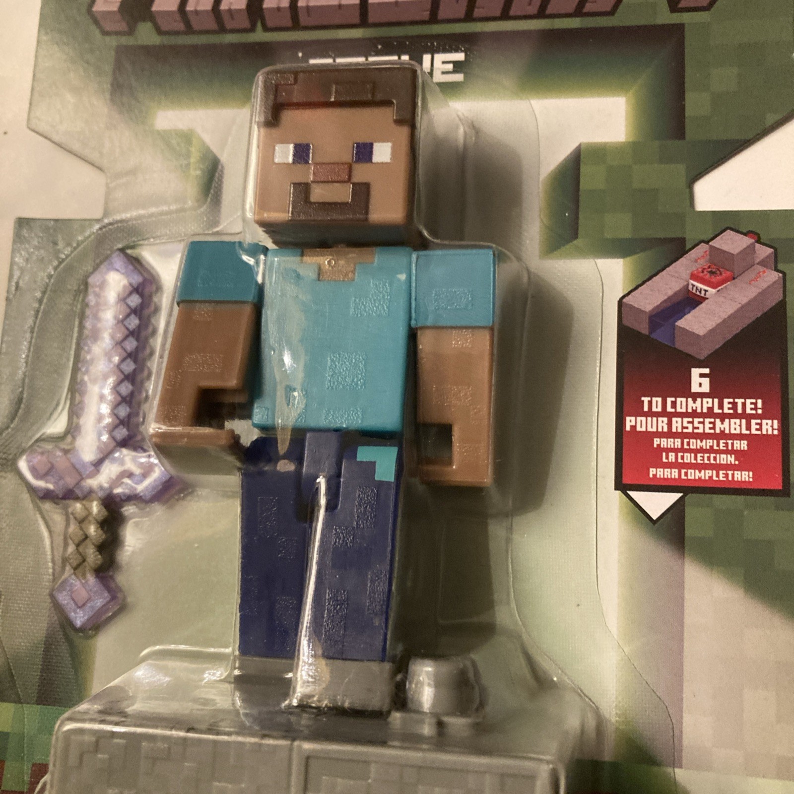 2026 Minecraft Redstone Charged Series 4in Figure: STEVE (w/ Enchanted Sword)