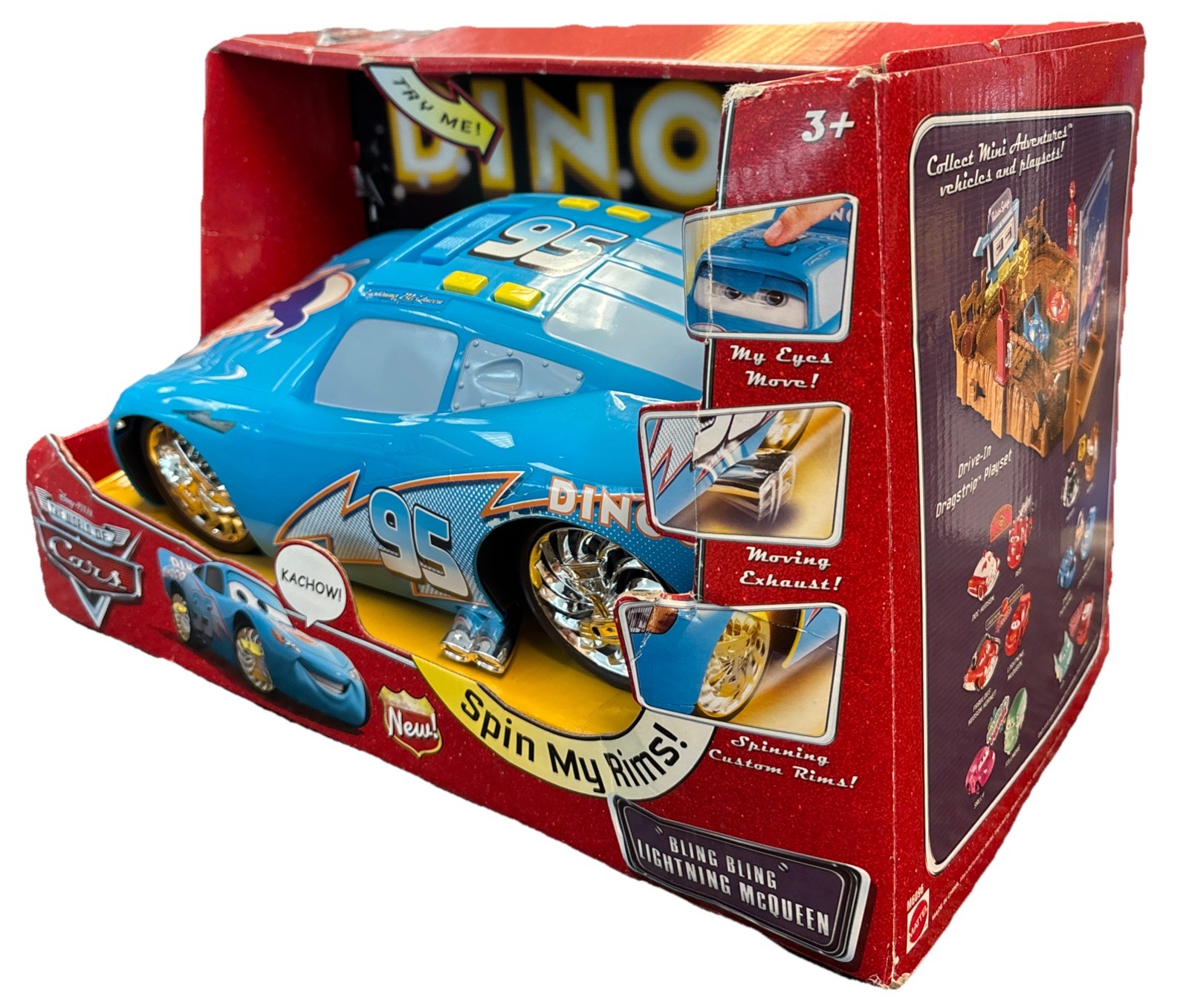 Disney Bling Lightning McQueen World of Cars Lights Sounds Spinning Rims OG Box