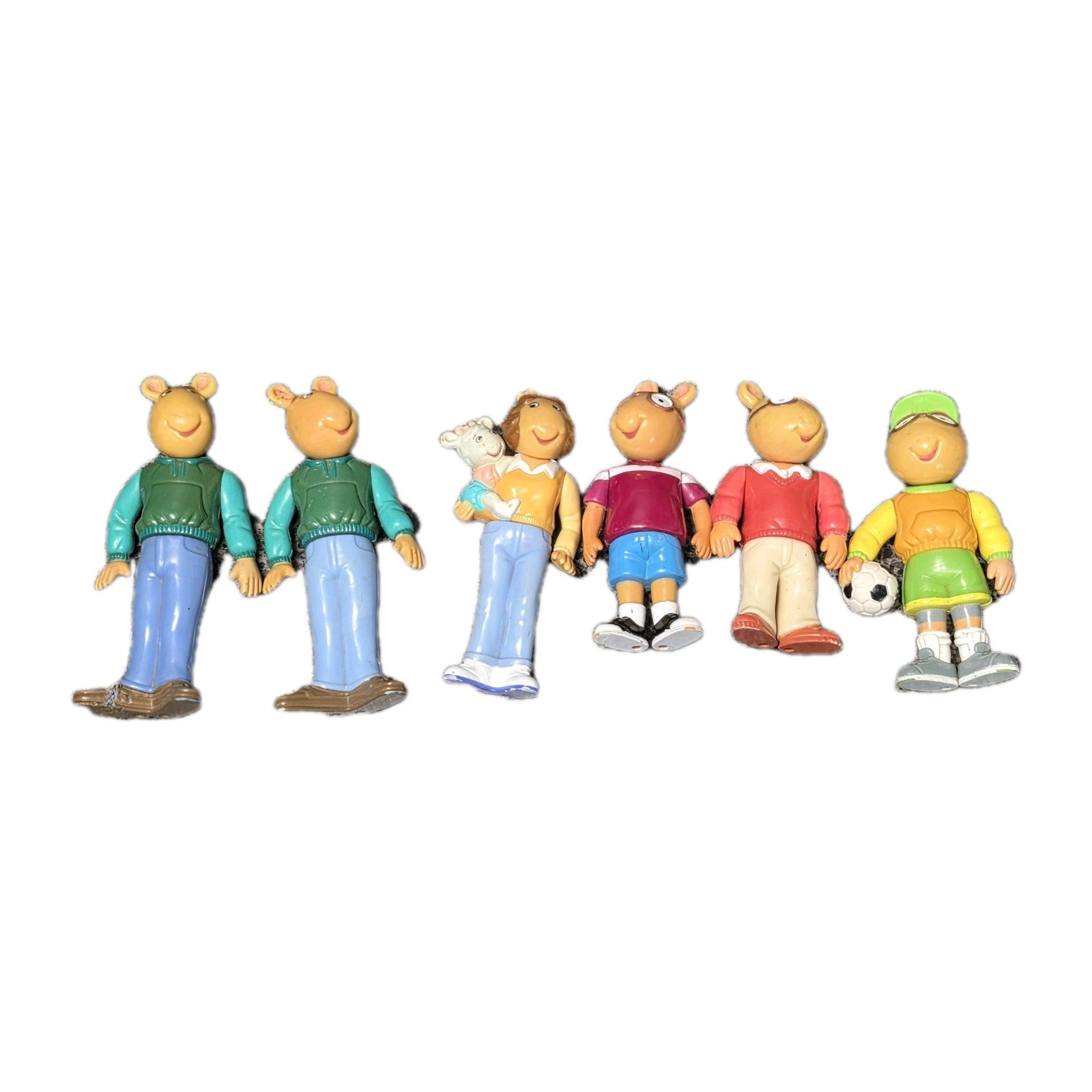 VTG 90s Hasbro PBS Kids Arthur Family Figurines 6 Piece Posable Figure Toy Set