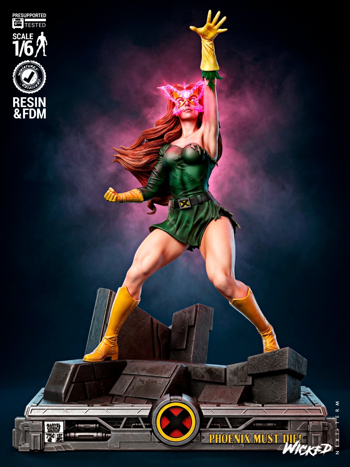 3D Printed Fan Art Jean Grey Sculpture by Wicked3d