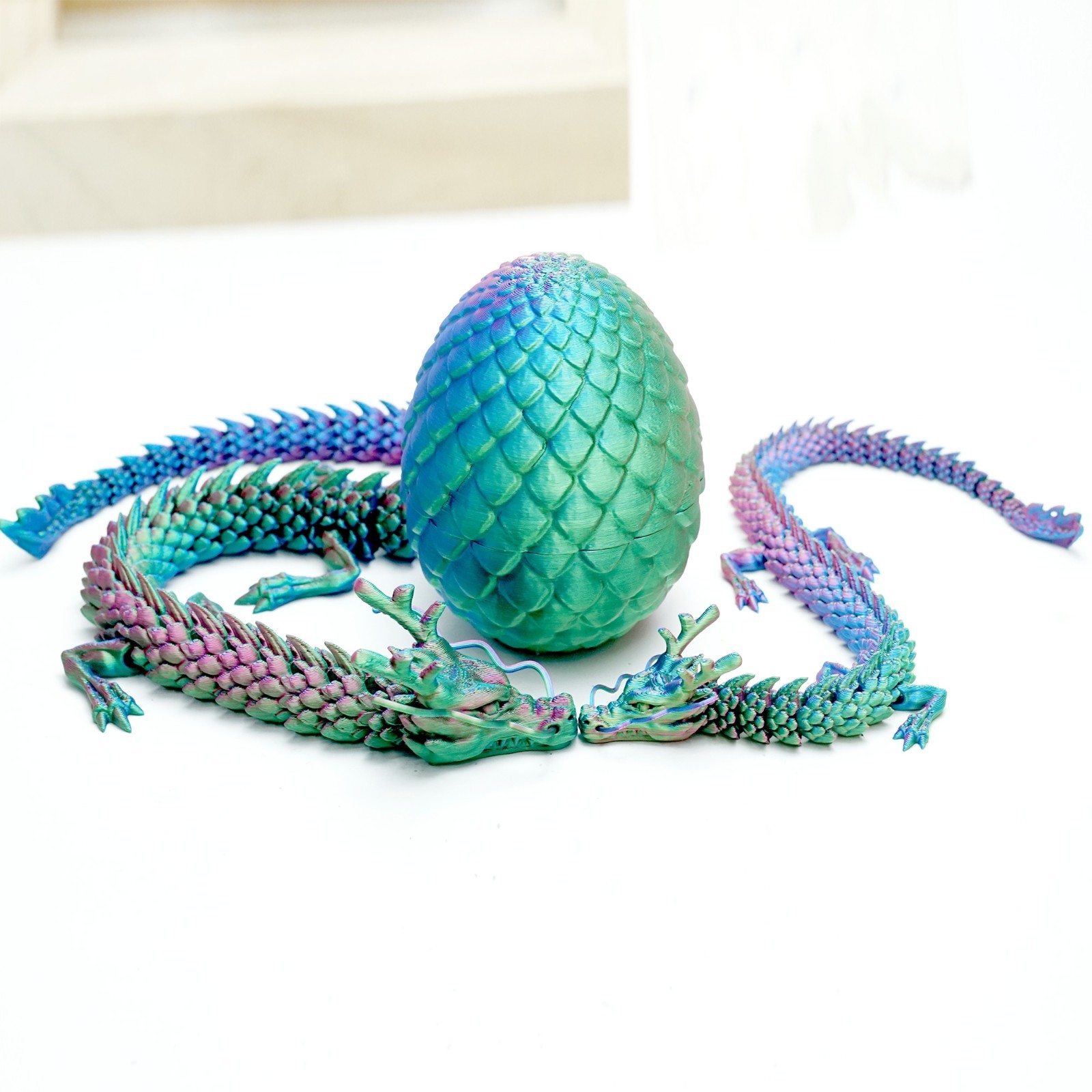 3PCS 3D Printed Dragon Egg Set Model,Articulated Animals figure,Toys Home Decor