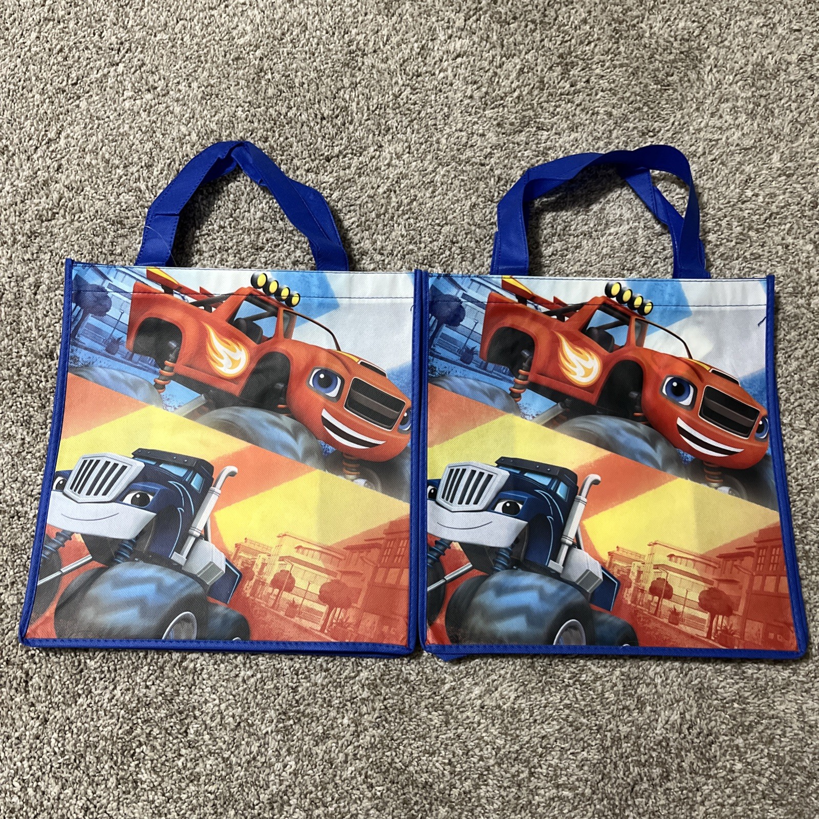 2 NEW Nickelodeon BLAZE Speed 2-Sided Kids Reusable Shopping Tote Treat Bags