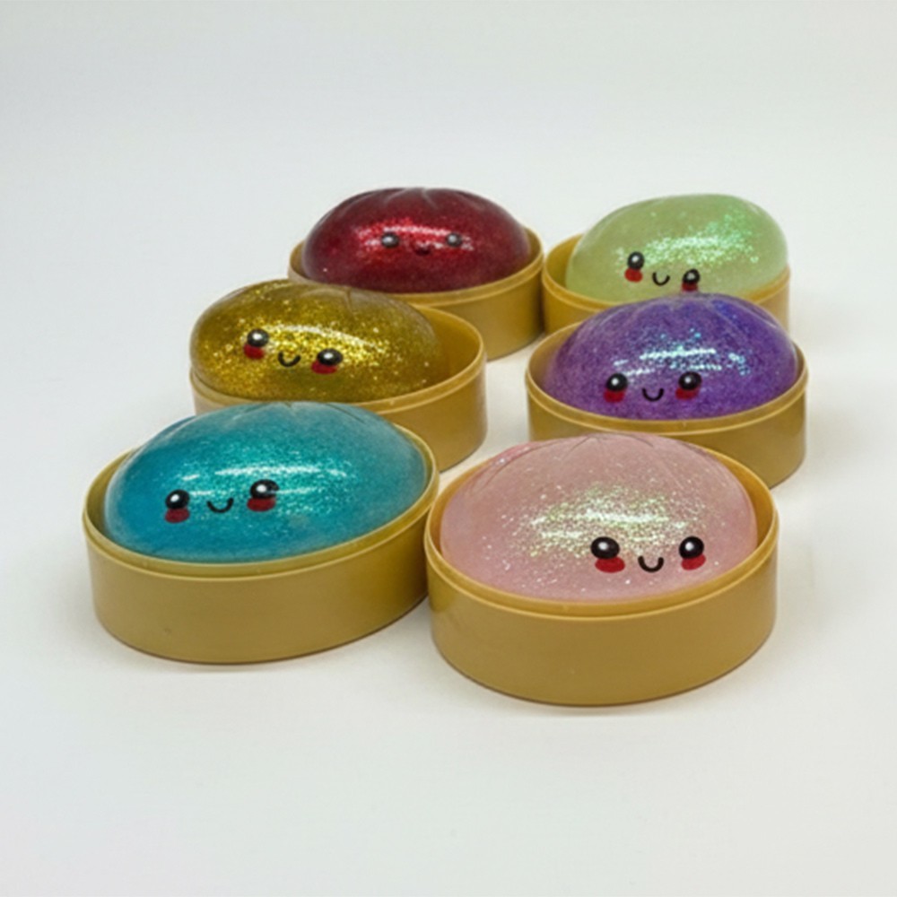 Squishy Glitter Steamed Bun Dumpling Stress Relief Squeeze Toy New 1pc