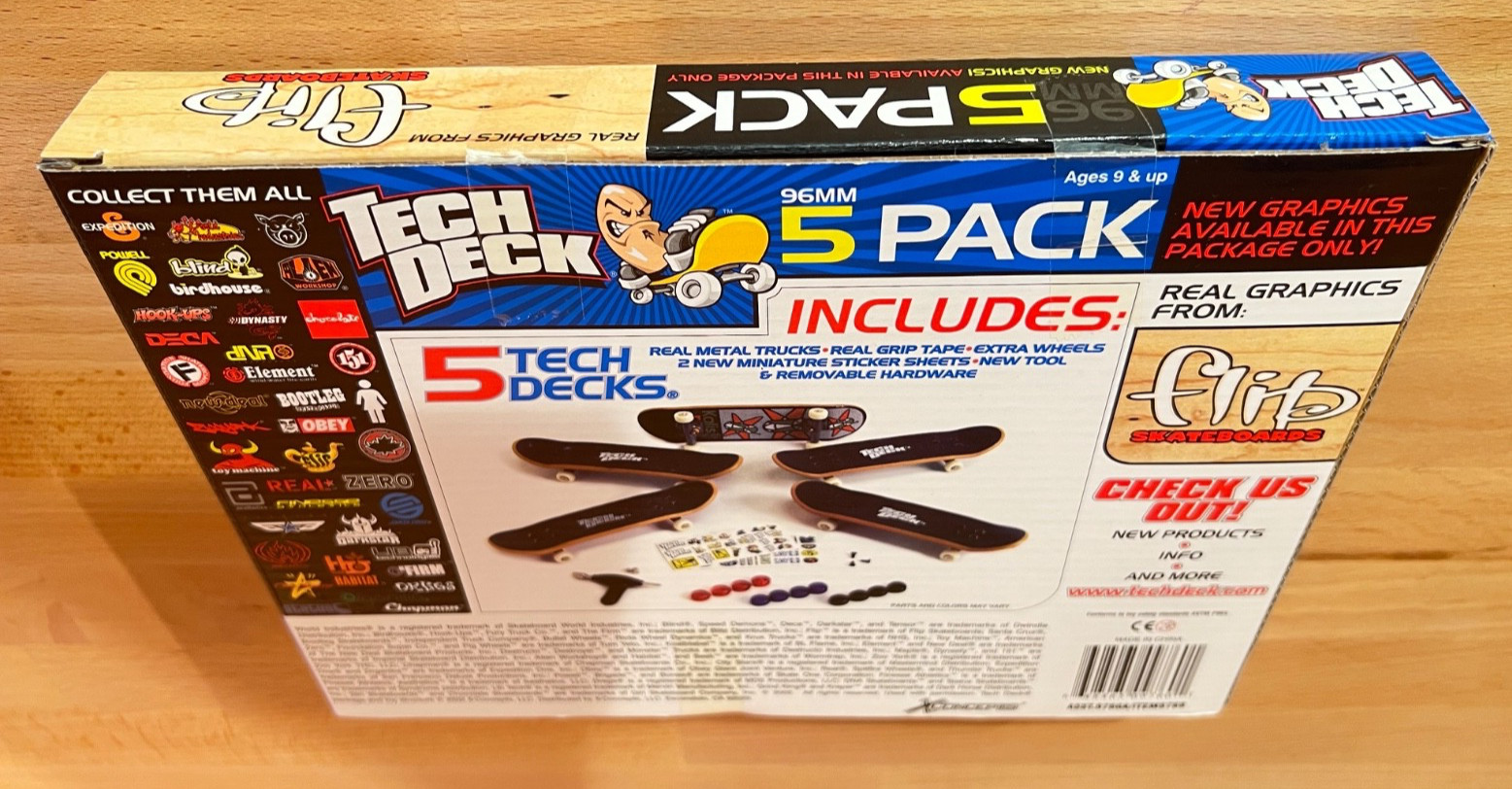 2002 Tech Deck FLIP Skateboards 5 Pack Fingerboards Geoff Rowley EXCLUSIVE ART