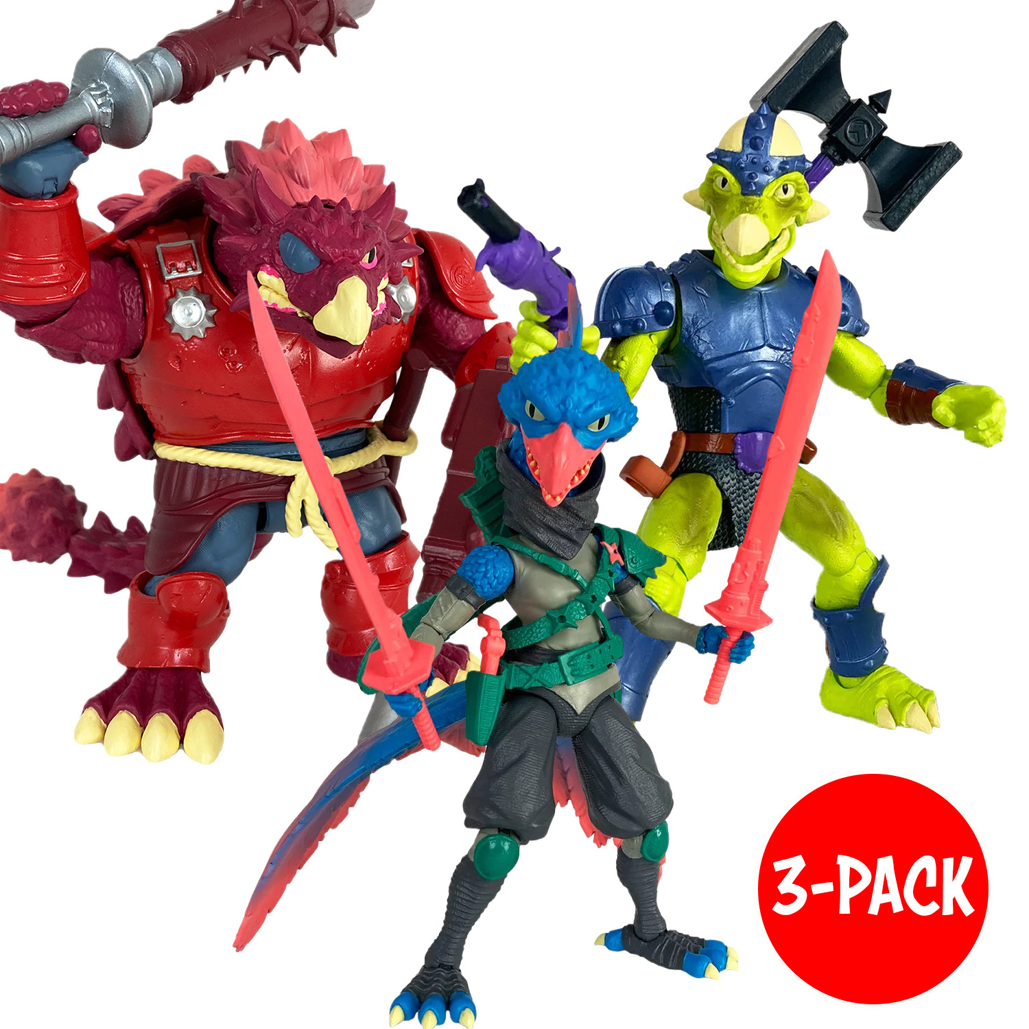 Saurozoic Warriors Dinosaur « Highland Tribe » Action Figure 1:12 Scale 6&Prime; BUNDLE