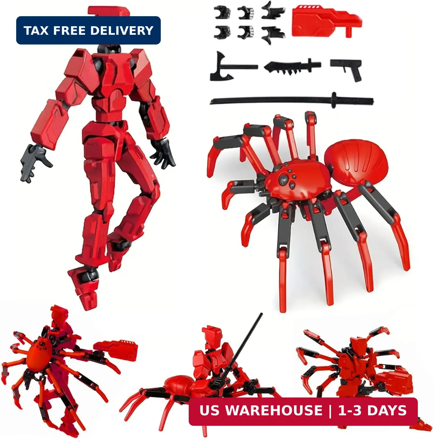 T13 Action Figure Set, 5.5 Inch T 13 Robot, Titan 13 Action Figures with Spider