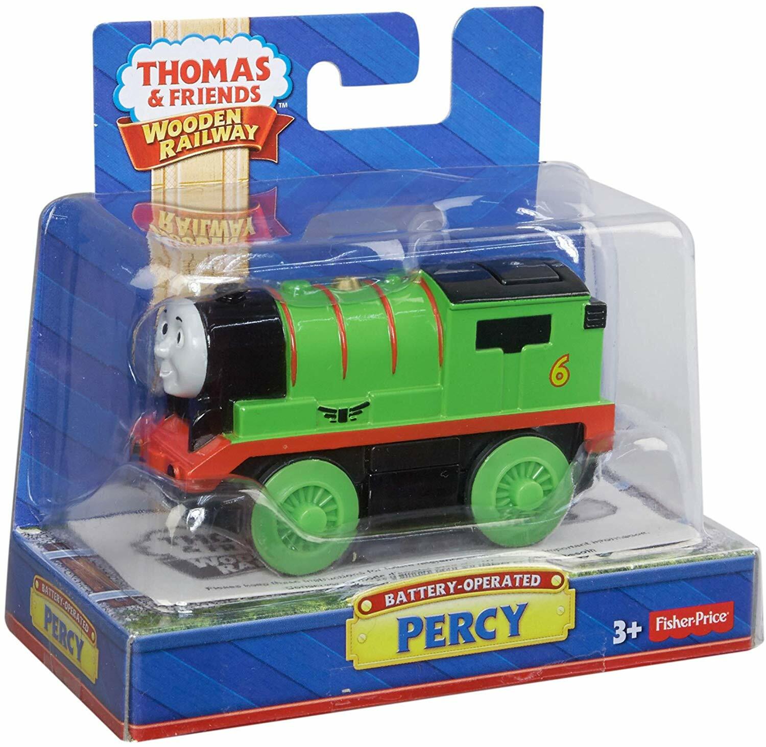 BATTERY OPERATED PERCY ~ THOMAS & FRIENDS WOODEN RAILWAY ~ IN USA Y4423