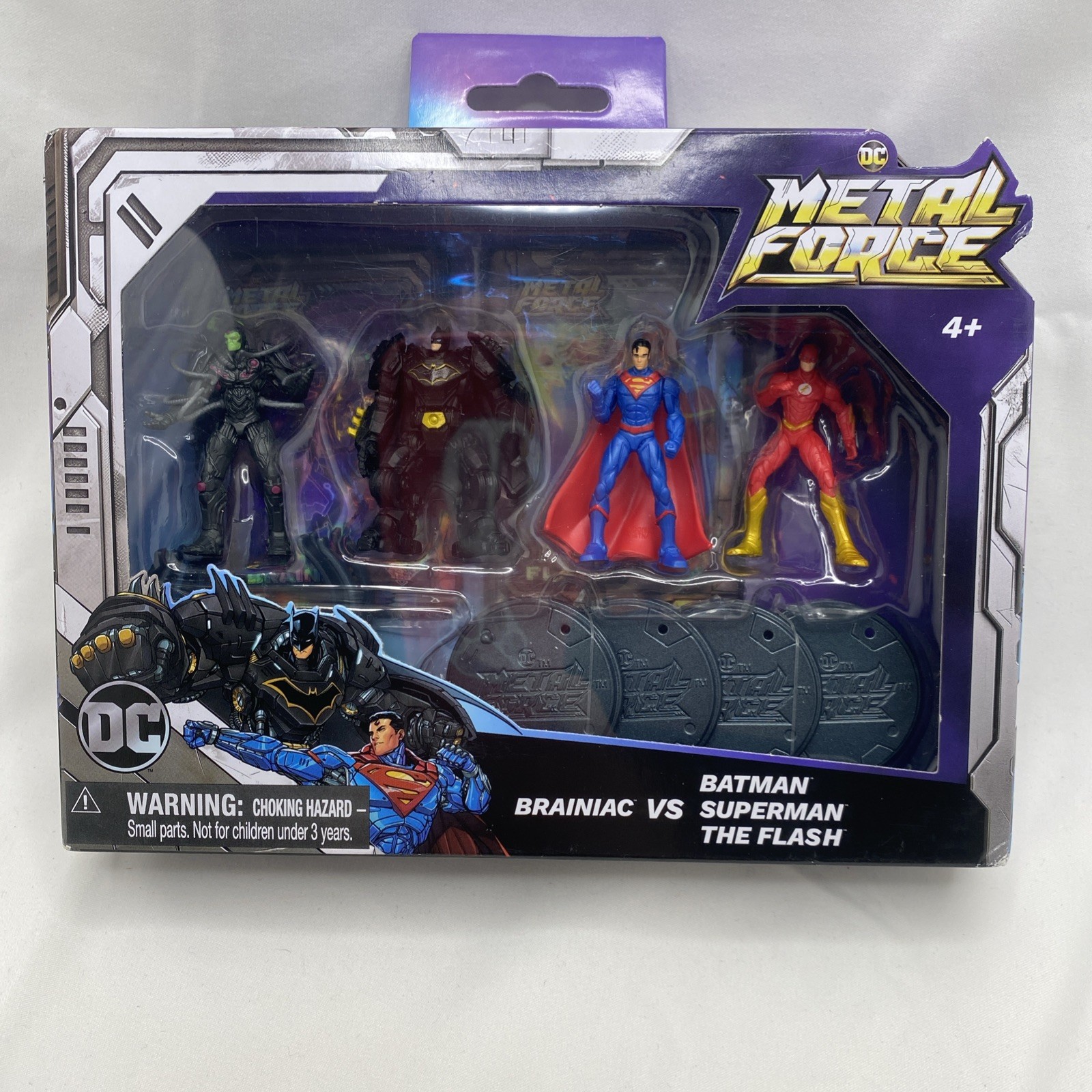 DC Comics Metal Force Team Up Brainiac Vs Batman Superman The Flash 4 Piece Set