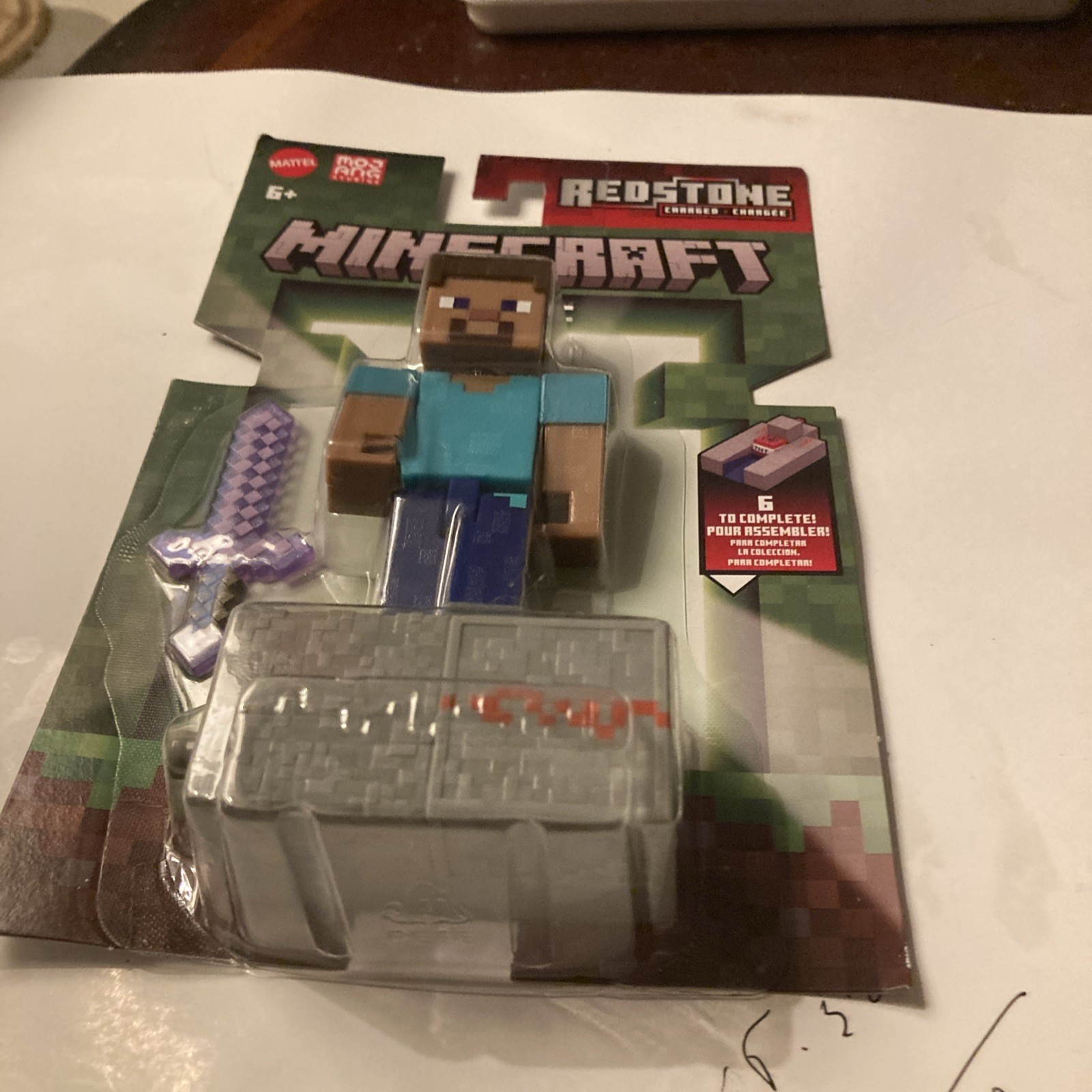 2026 Minecraft Redstone Charged Series 4in Figure: STEVE (w/ Enchanted Sword)