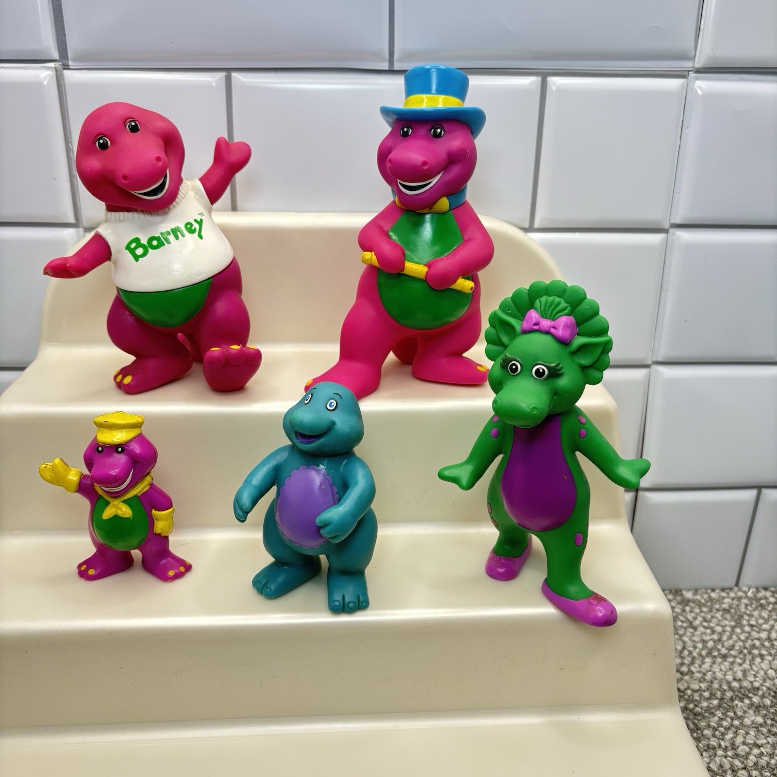 Barney And Friends Bop Figures Plastic Lyons Set Of 5 Collectible 90s Y2K Toys