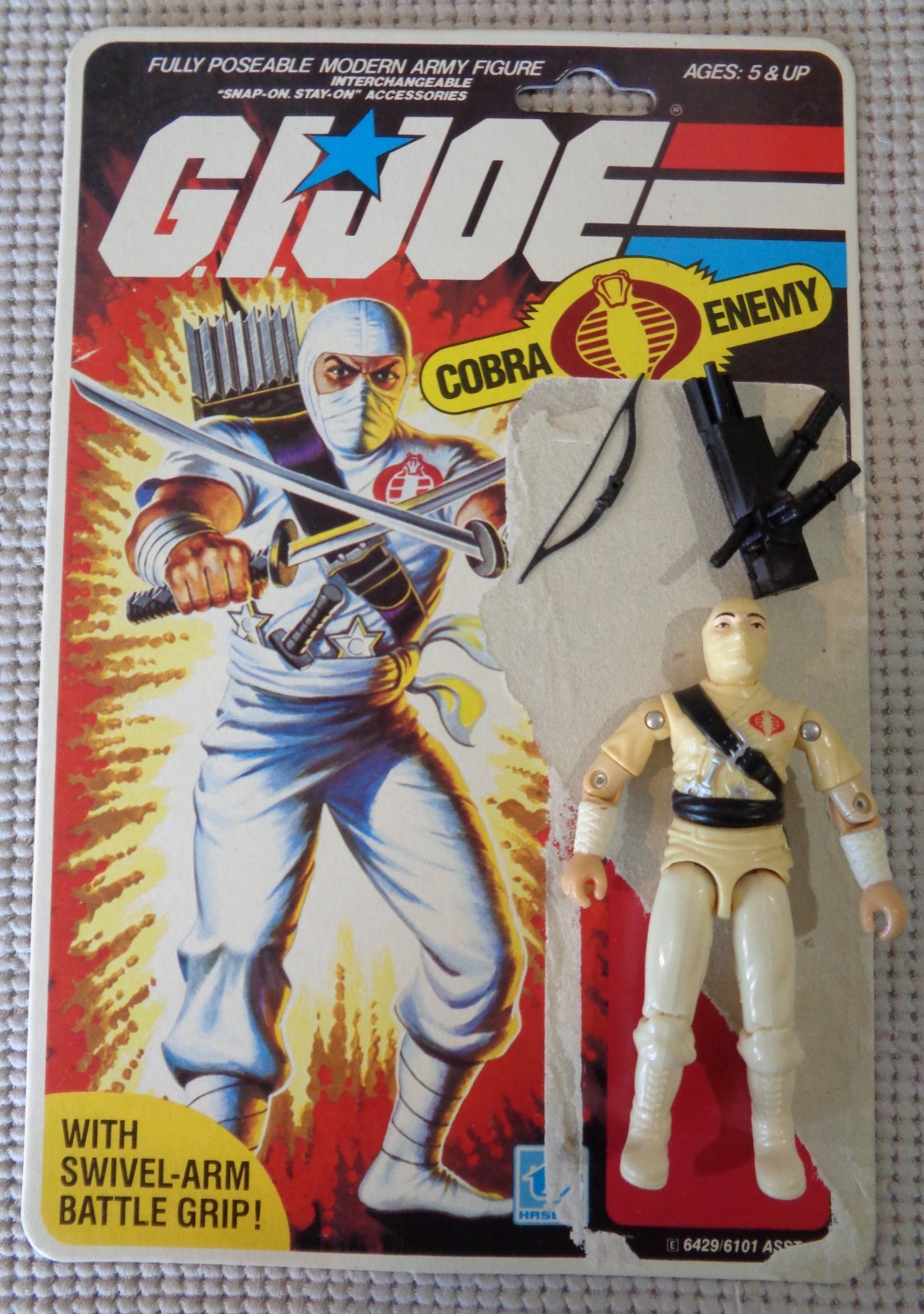 1983 G I Joe Cobra Ninja Storm Shadow Figure & Accessories & Peach File Card @@