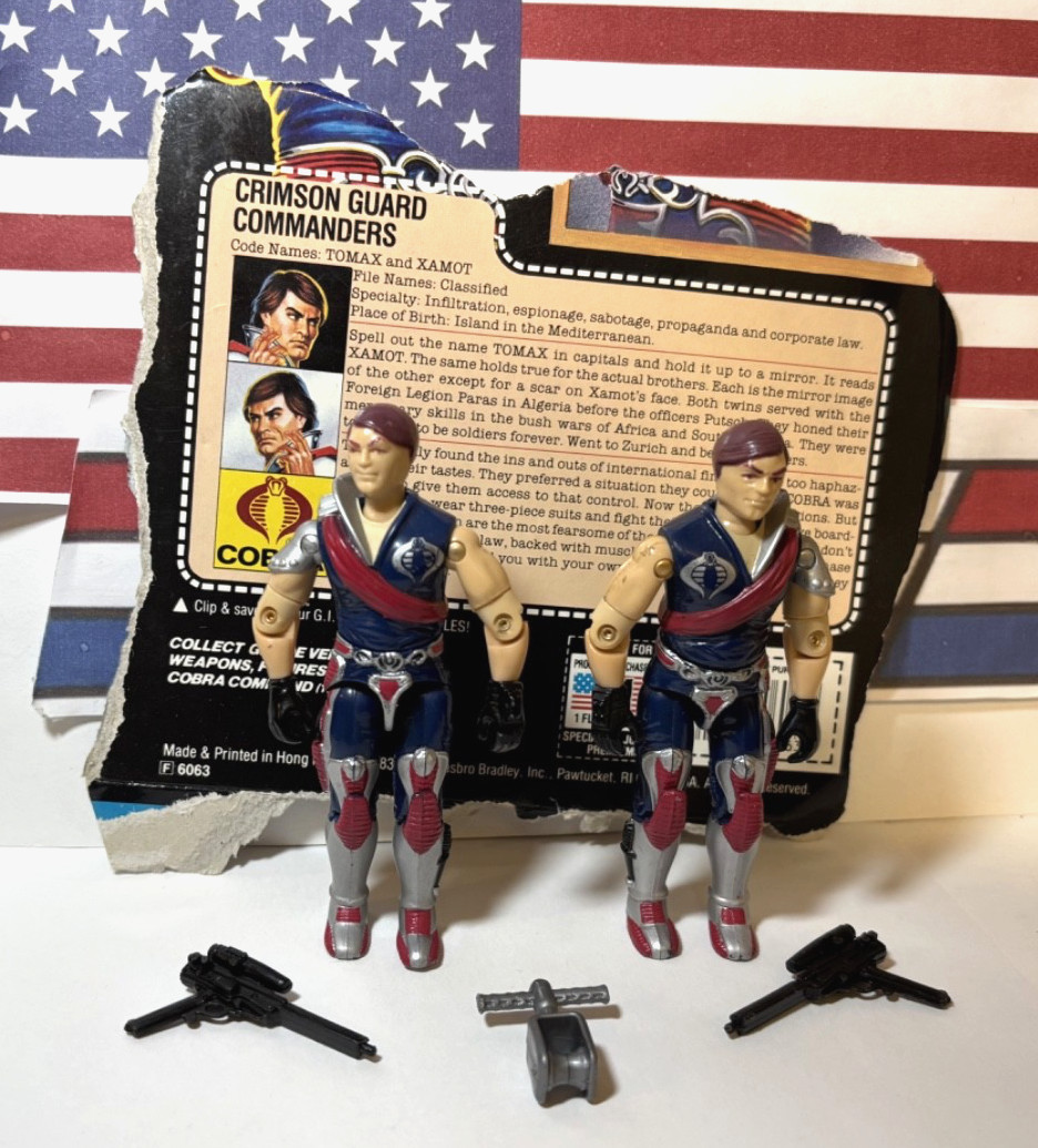 GI Joe Tomax & Xamot 1985 *COMPLETE w/Card, NO STRING, Near Mint!* Vintage Cobra