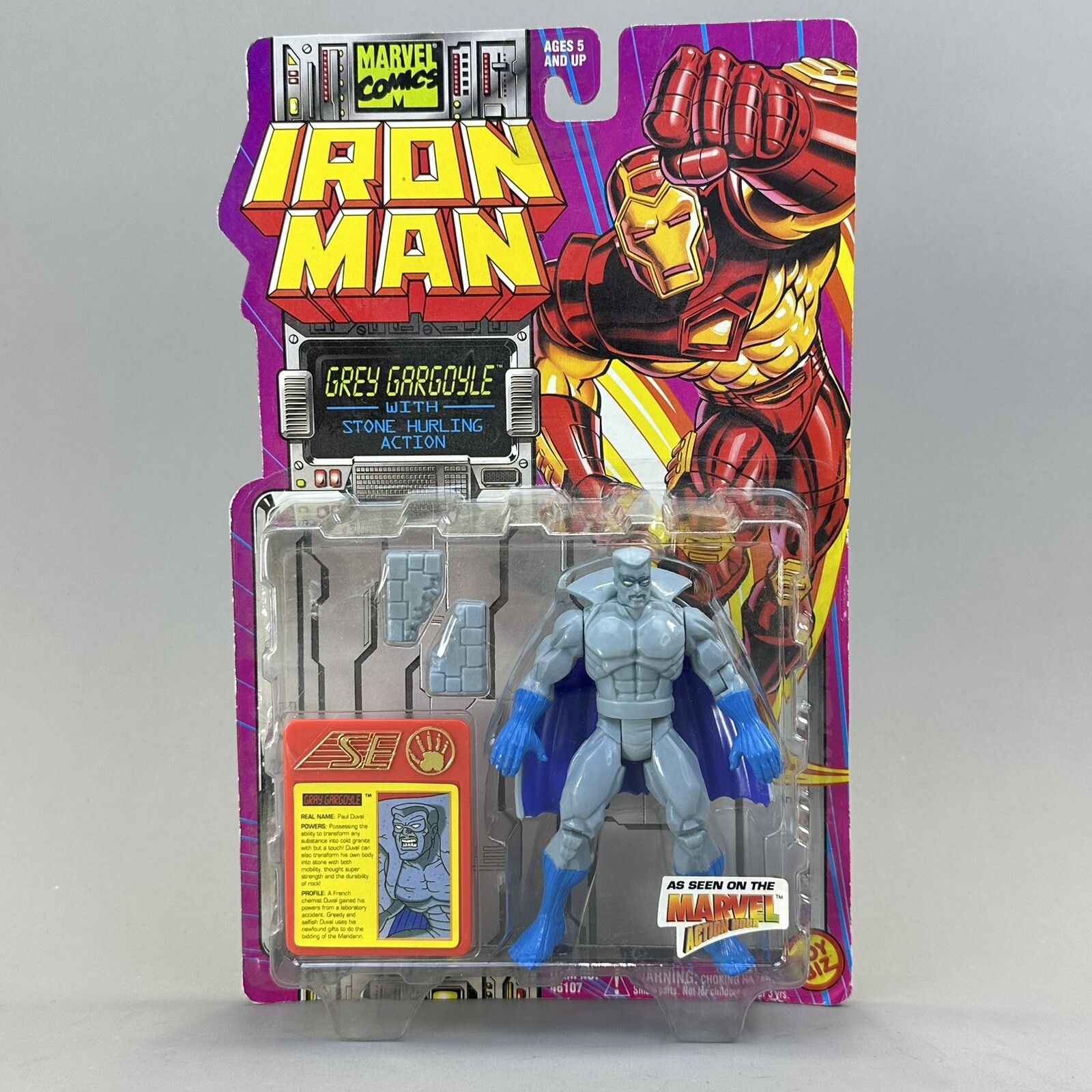 Vintage ToyBiz Marvel Iron Man Grey Gargoyle 5&Prime; Action Figure 1995 – Brand New