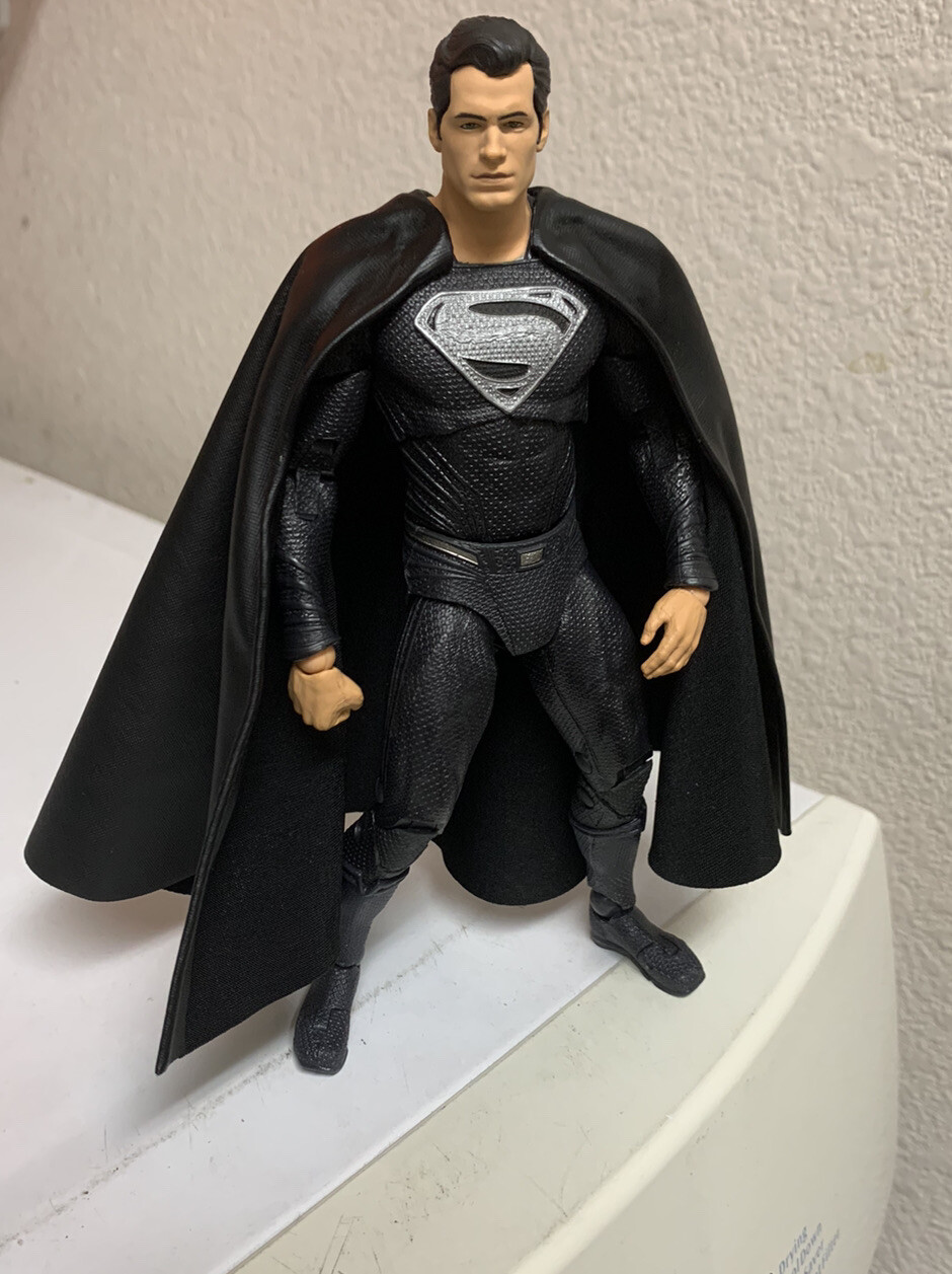Custom Mcfarlane black wired leather superman cape 1/12 Dc Multiverse NOT FIGURE