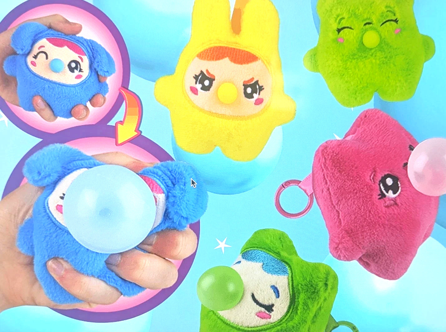 Orb Charmlets * Mys BUBBLEEZZ ANIMALS, Blows bubbles plush fidget * You Choose