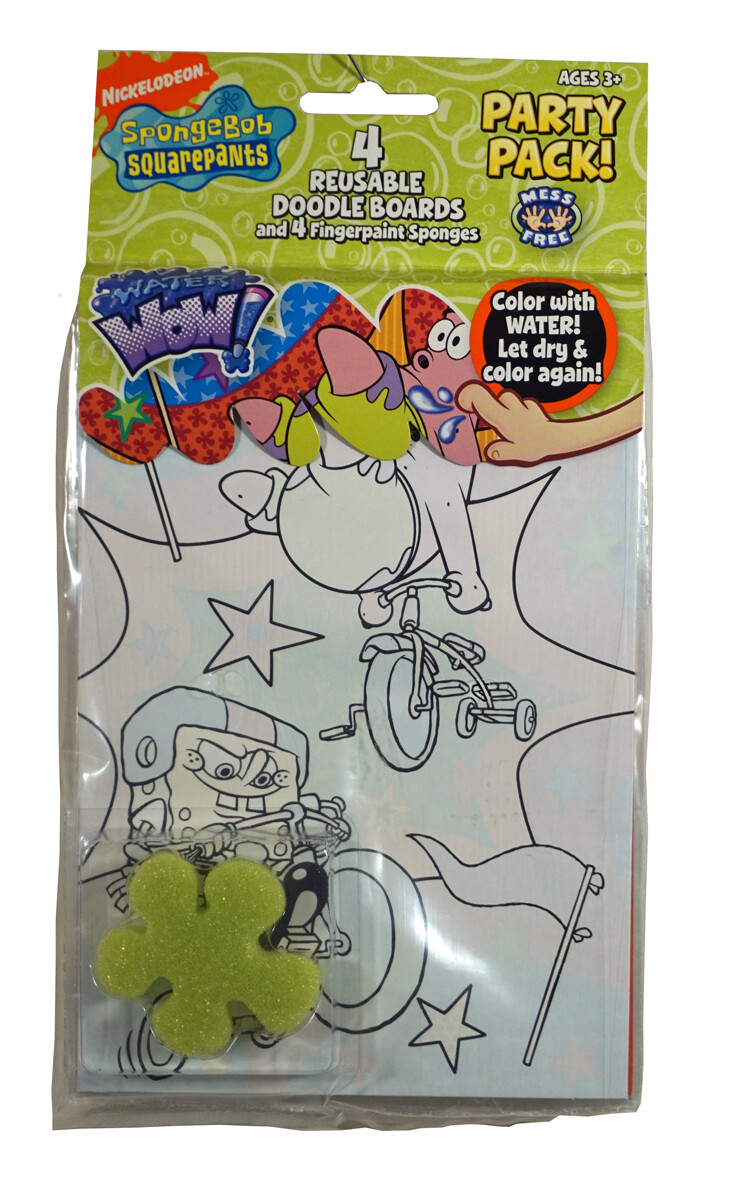 Spongebob Squarepants Reusable Doodle Boards & Fingerpaint Sponges (Set of 4)