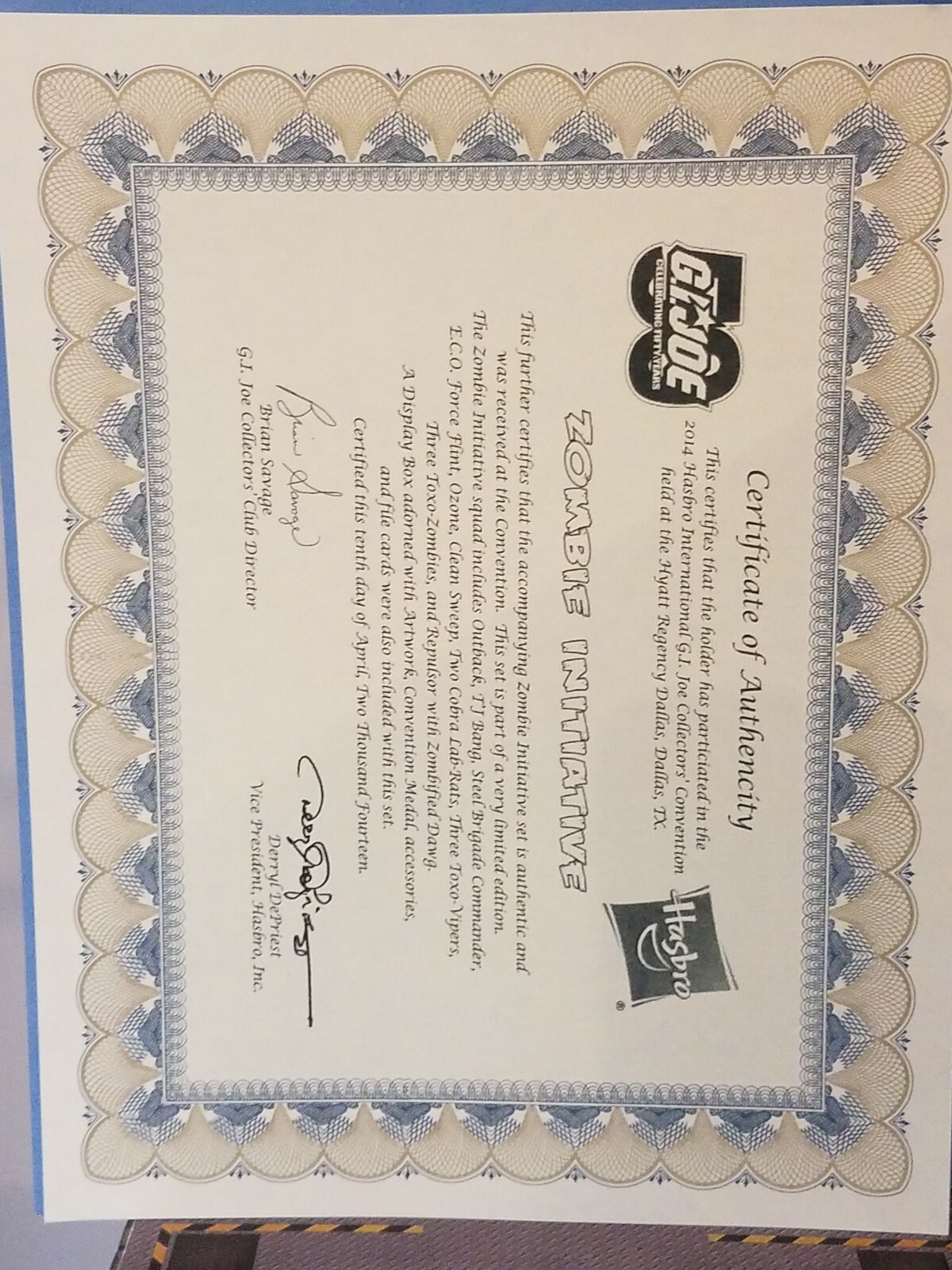 GI JOE ~ 2014 CONVENTION BOX, CERTIFICATE & COMIC ~ ZOMBIE INITIATIVE joecon