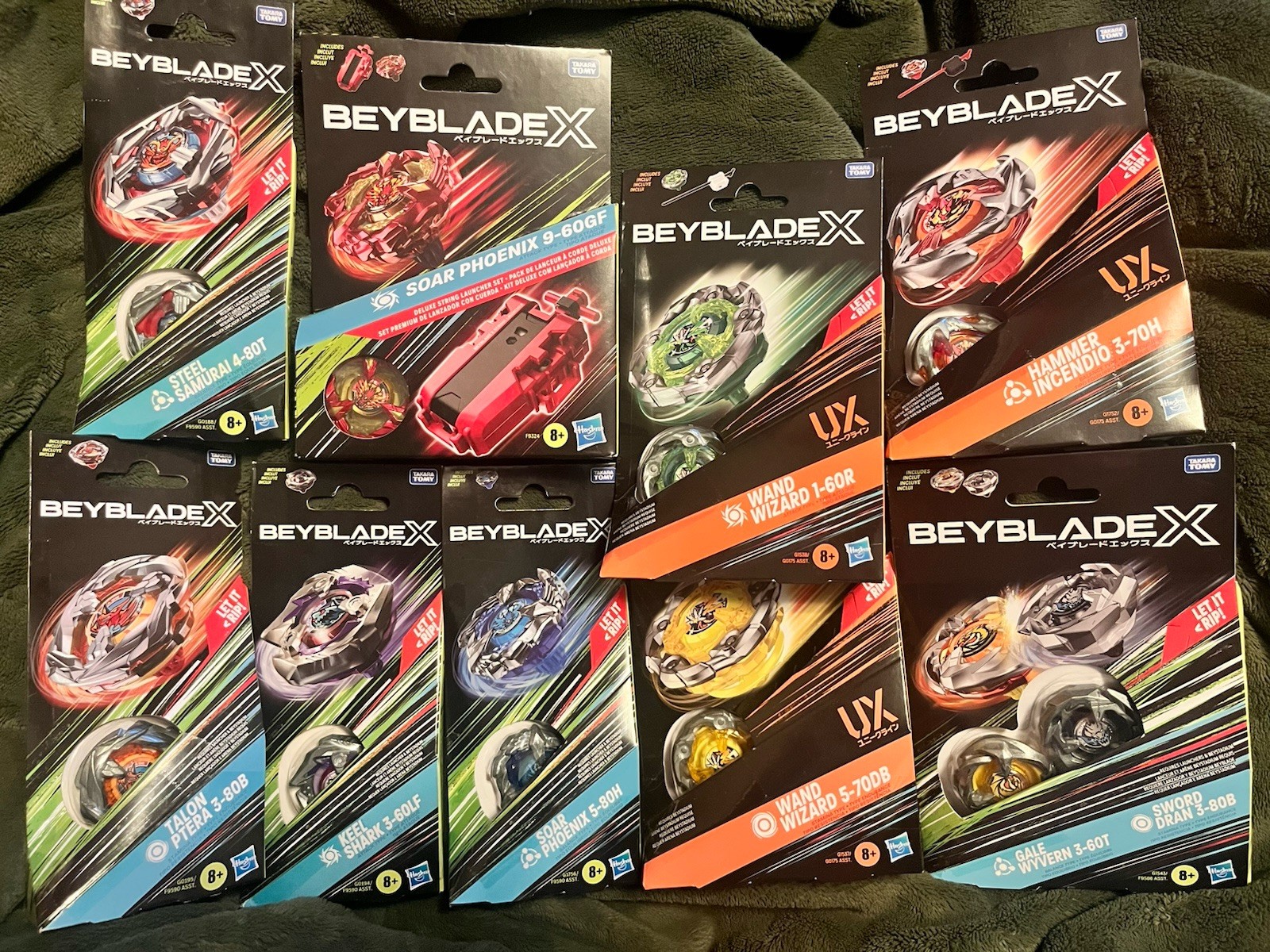 Beyblade X Wand Wizard, Hammer Incendio, Red and Blue Soar Phoenix LOT of 10