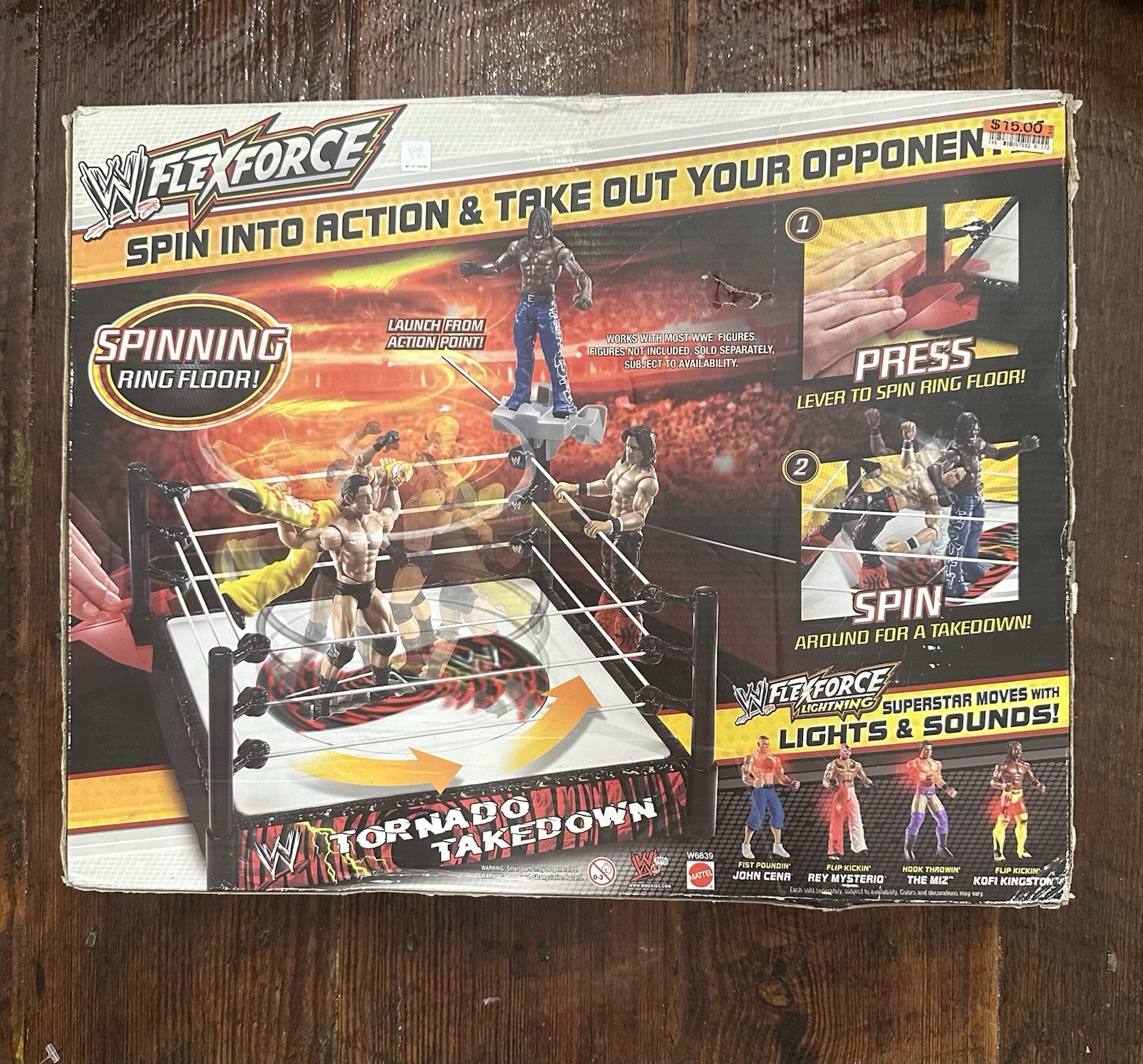 WWE Flex Force Tornado Takedown Wrestling Ring Factory New in Box / Box Has Wear