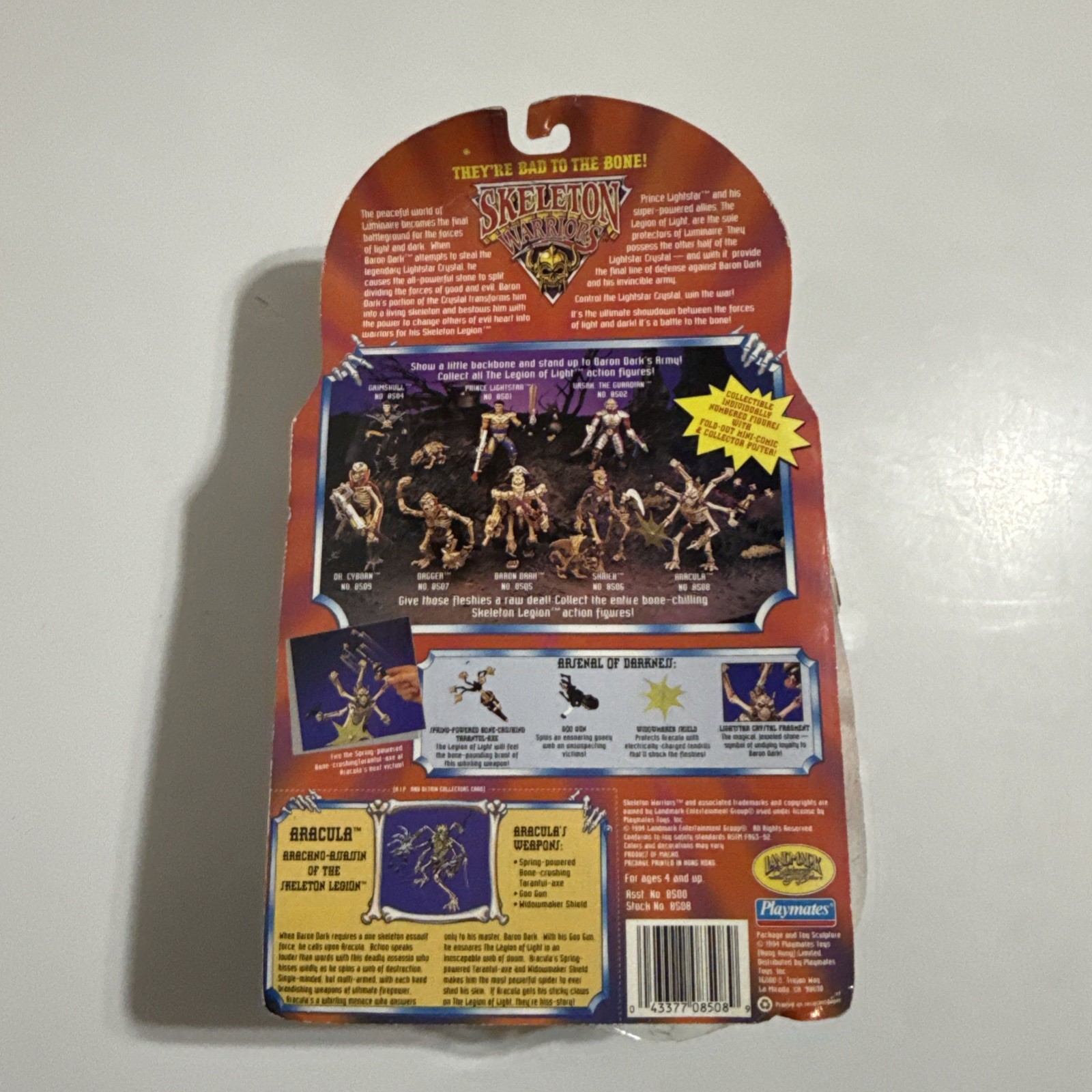 Skeleton Warriors Aracula Action Figure 90s Toy Playmates Separating From Card ￼