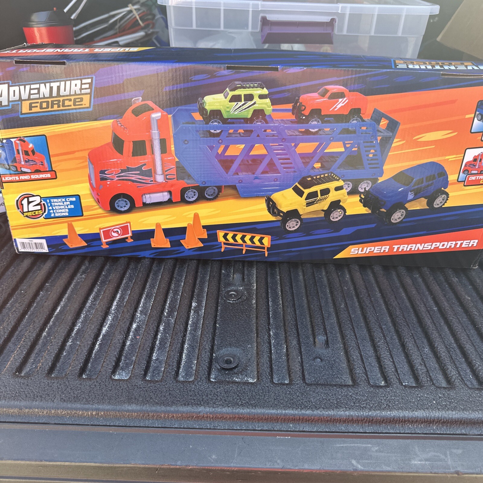 Adventure Force Super Transporter , Sound , Car Hauler 12 Pc NIB