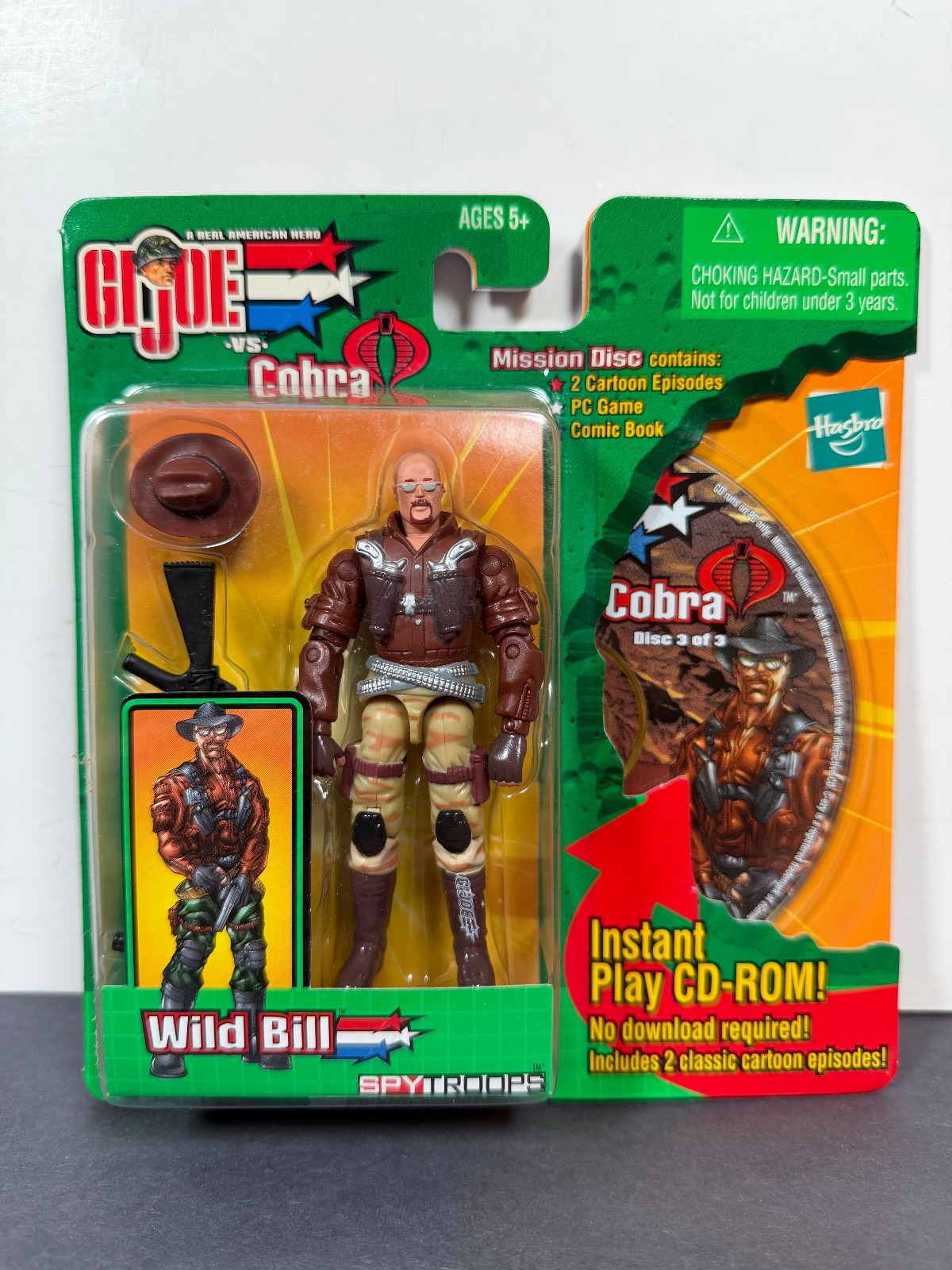 GI Joe vs Cobra Spy Troops WILD BILL 3.75&Prime; Action Figure CD-Rom