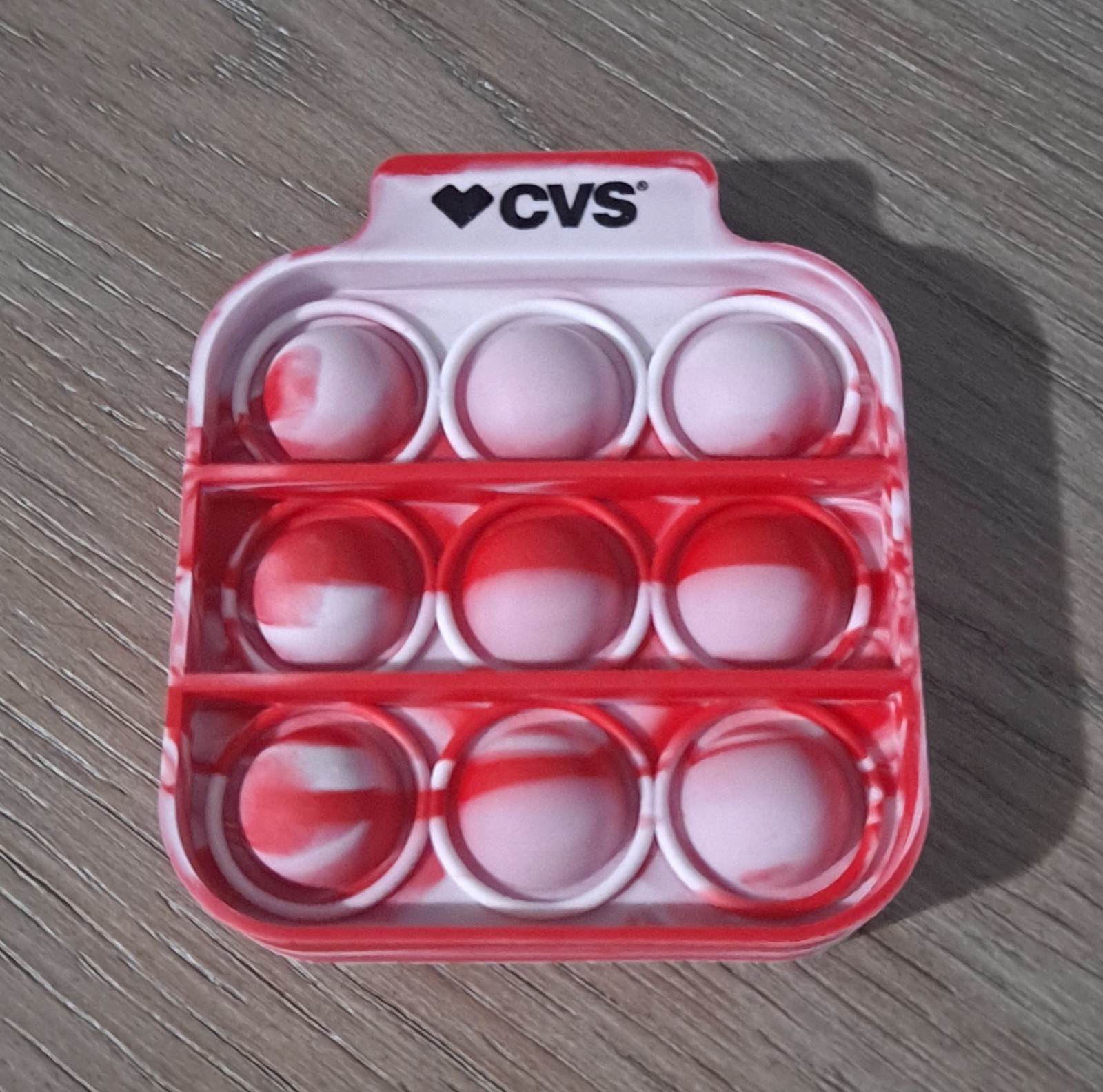 CVS Branded Silicone Pop It Fidget Toy Red White Marble Sensory Stress Relief