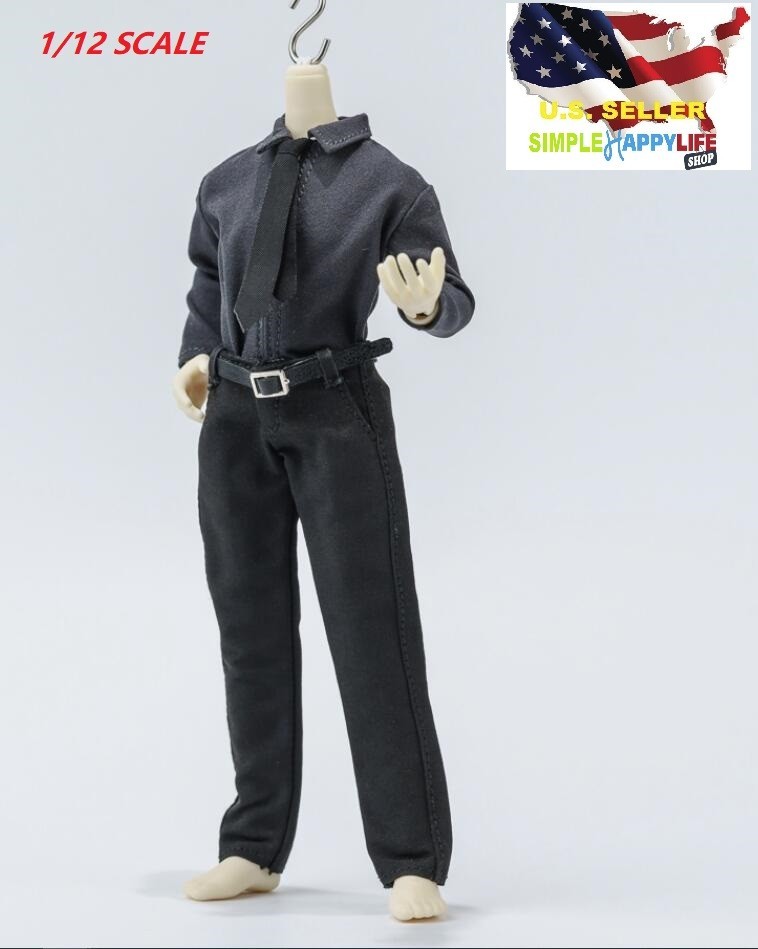 1/12 scale dark gray shirt suit w/ tie For 6 » Figure BJD Mezco Marvel SHF ❶USA❶