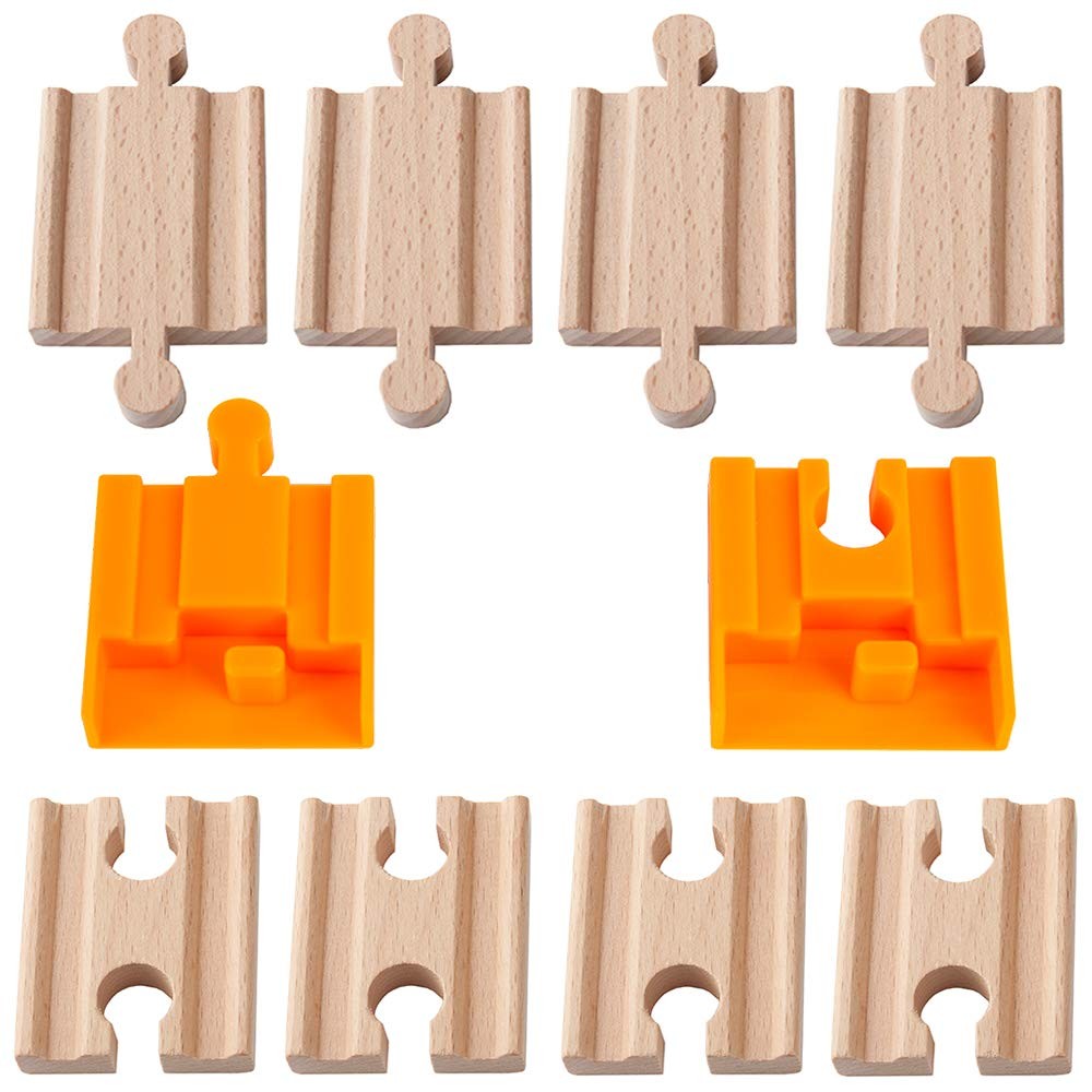 Orbrium® Toys 8 Pcs Wooden Train Track Male-Male Female-Female Adapter Pack