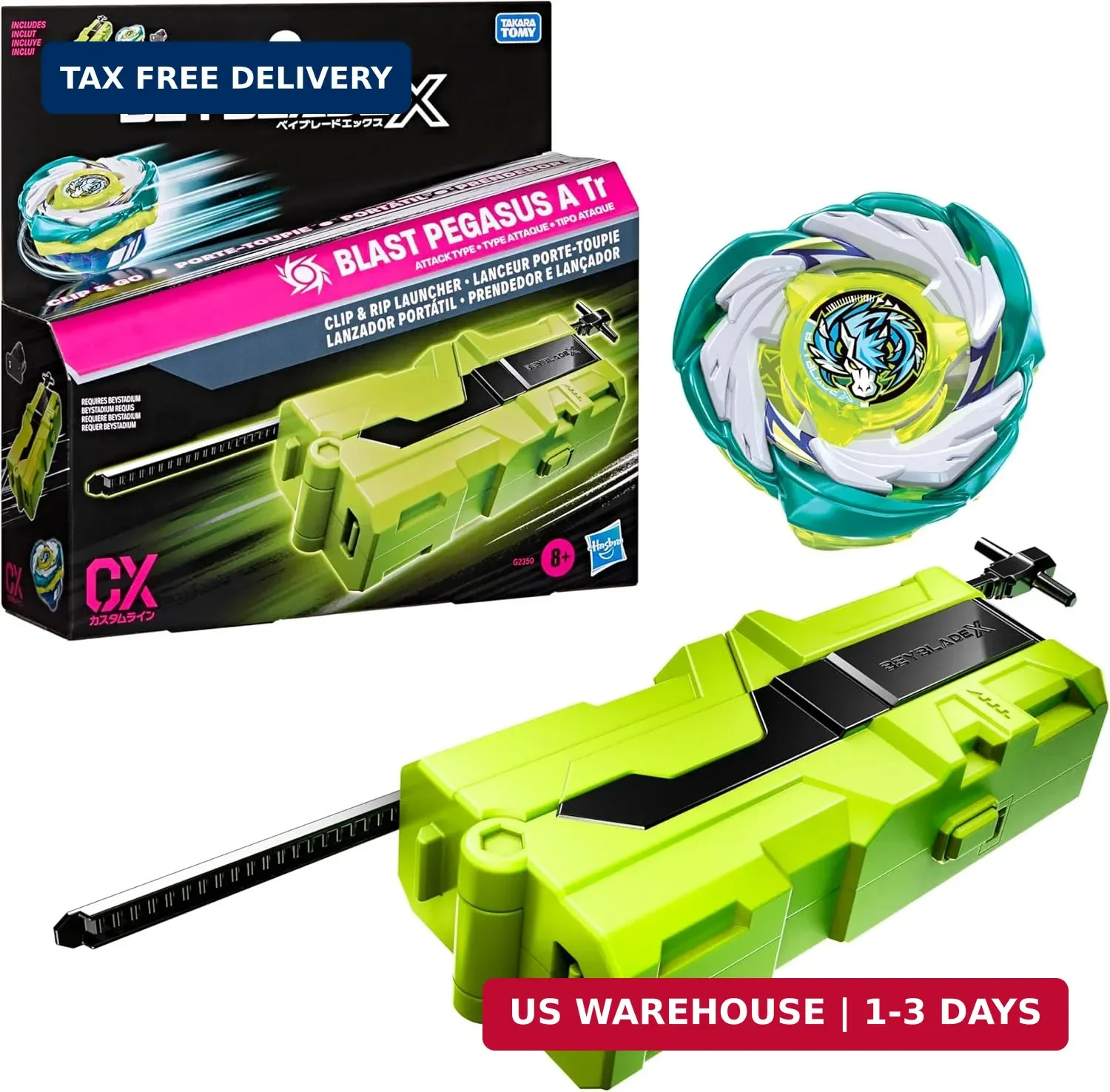 Beyblade X Blast Pegasus A Tr Clip & Rip Launcher with Takara Tomy Attack Type T