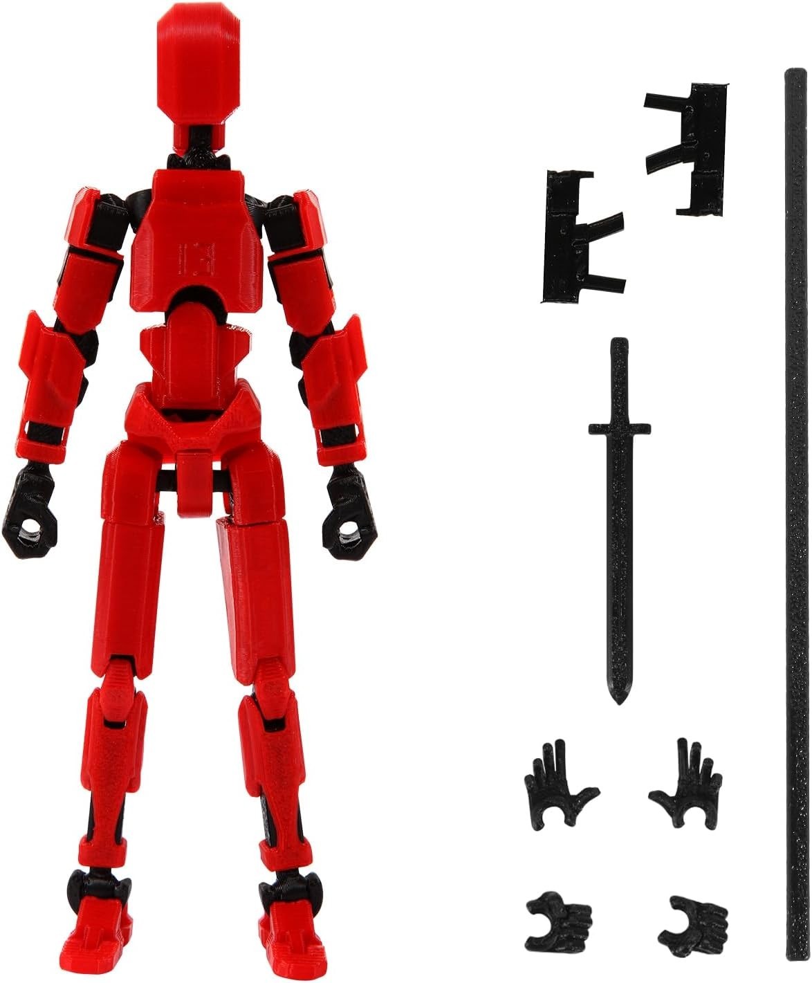Lucky 13 Fully Jointed 3D Action Figure: Stylish and Durable Red Robot Toy