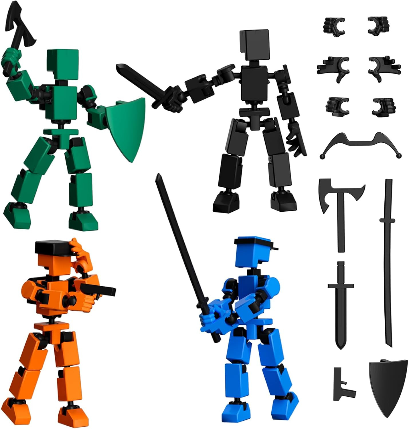 4PCS Mini Titan T-13 Action Figures Set, Assembly Completed Luck Dummy Robot 13