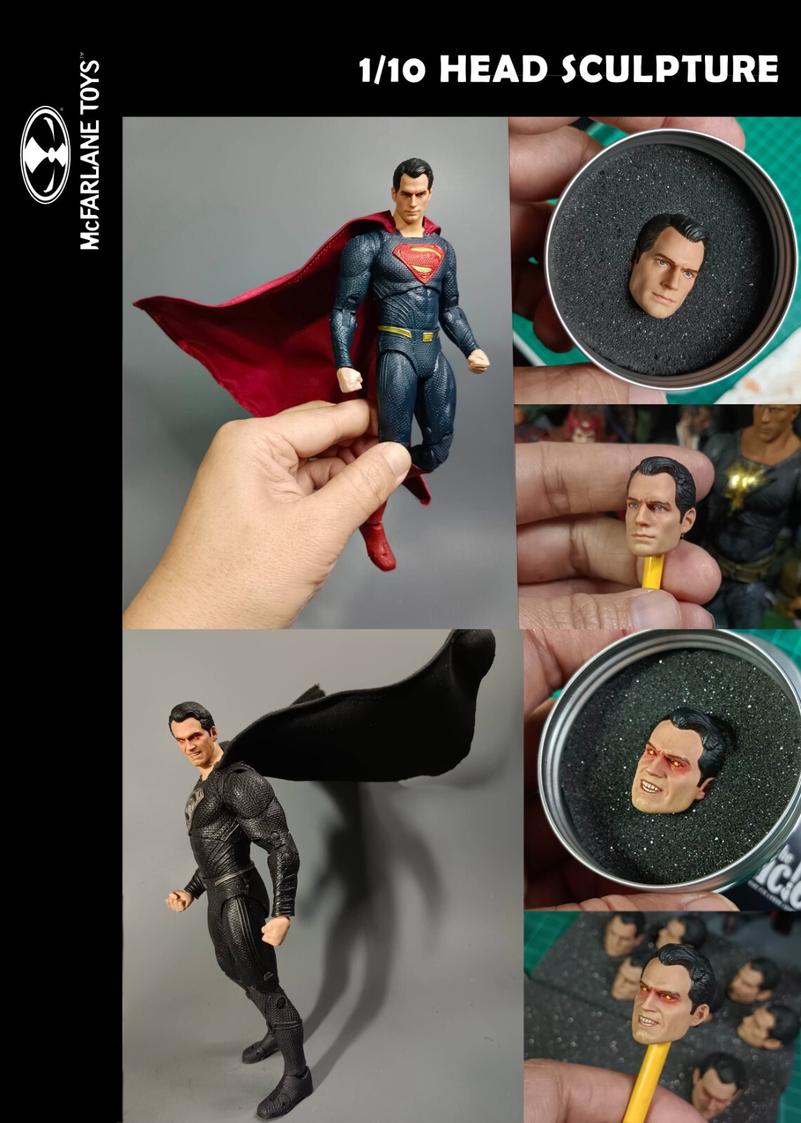 henry cavill head superman 1/10 for mcfarlance toys shipping within 7 day